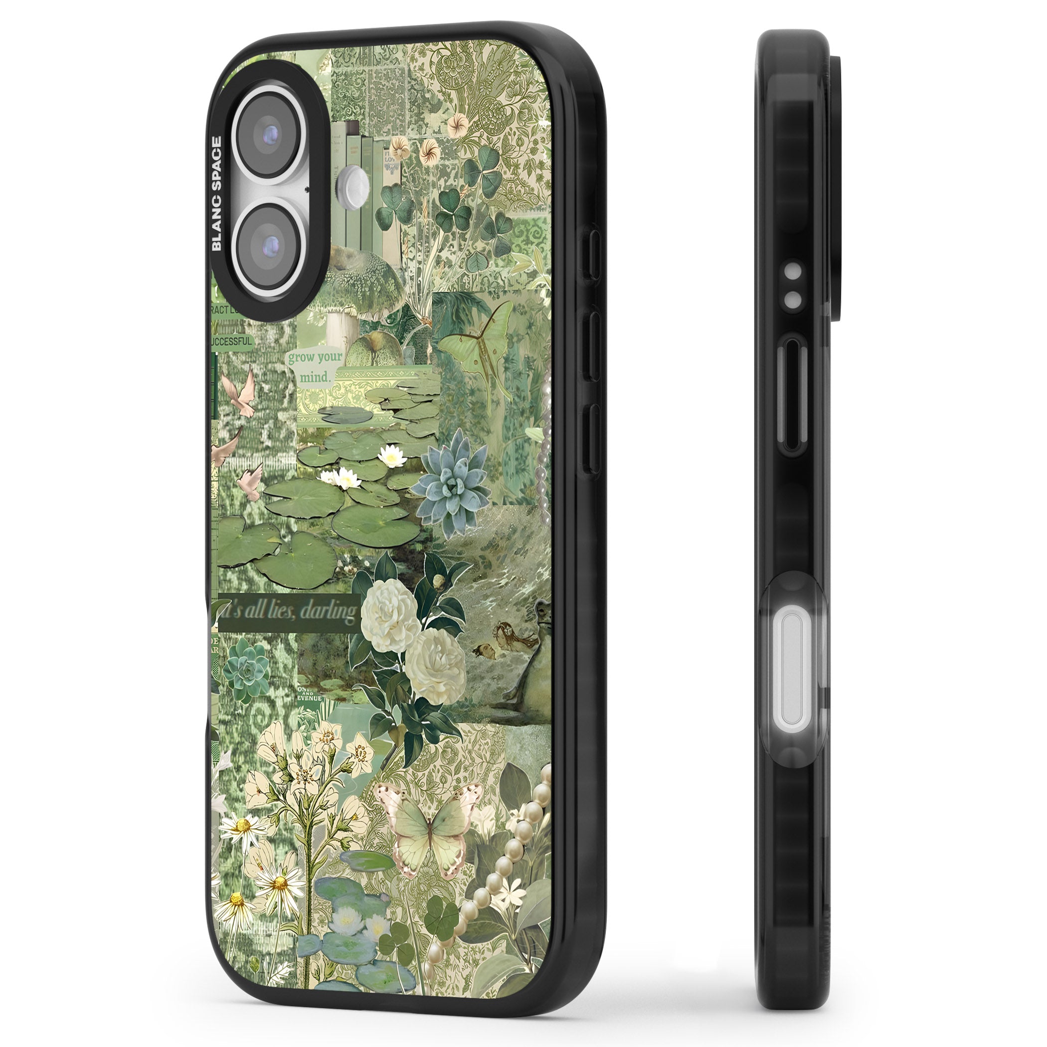 Sage Collage iPhone 17 Impact Black Phone Case Side Profile