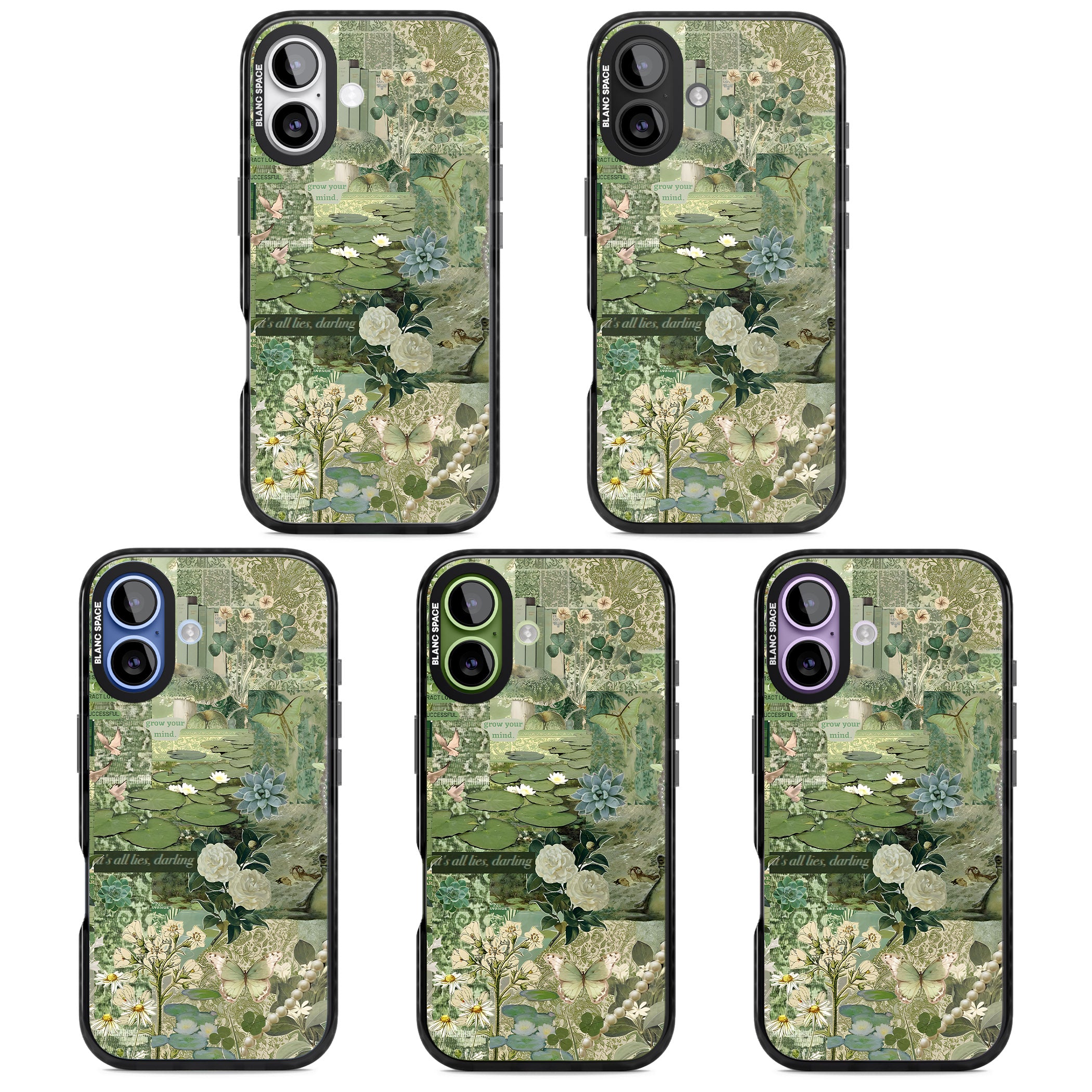 Sage Collage iPhone 17 Impact Black Phone Case APT Impact Protection