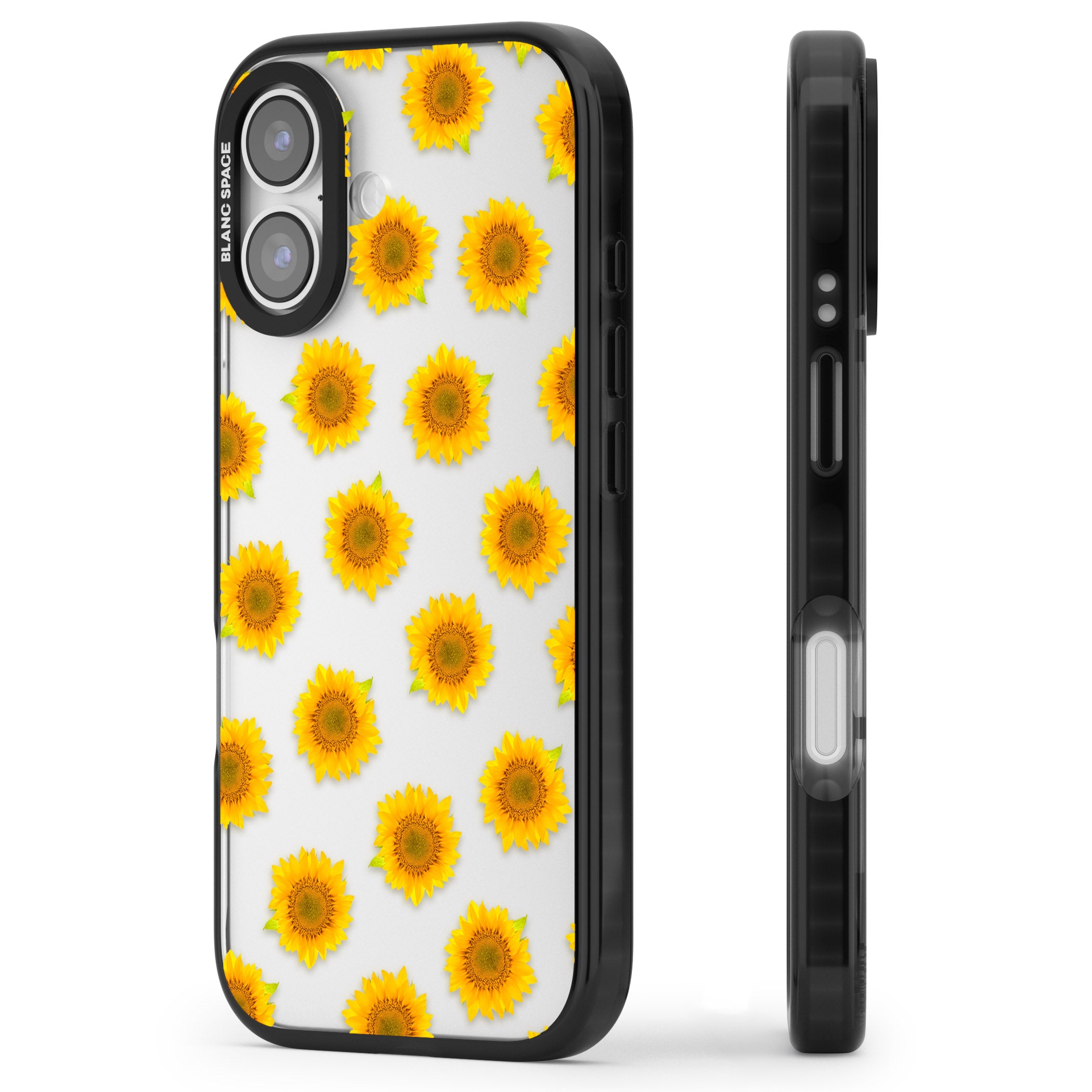 Sunflower Flourish iPhone 17 Impact Black Phone Case Side Profile