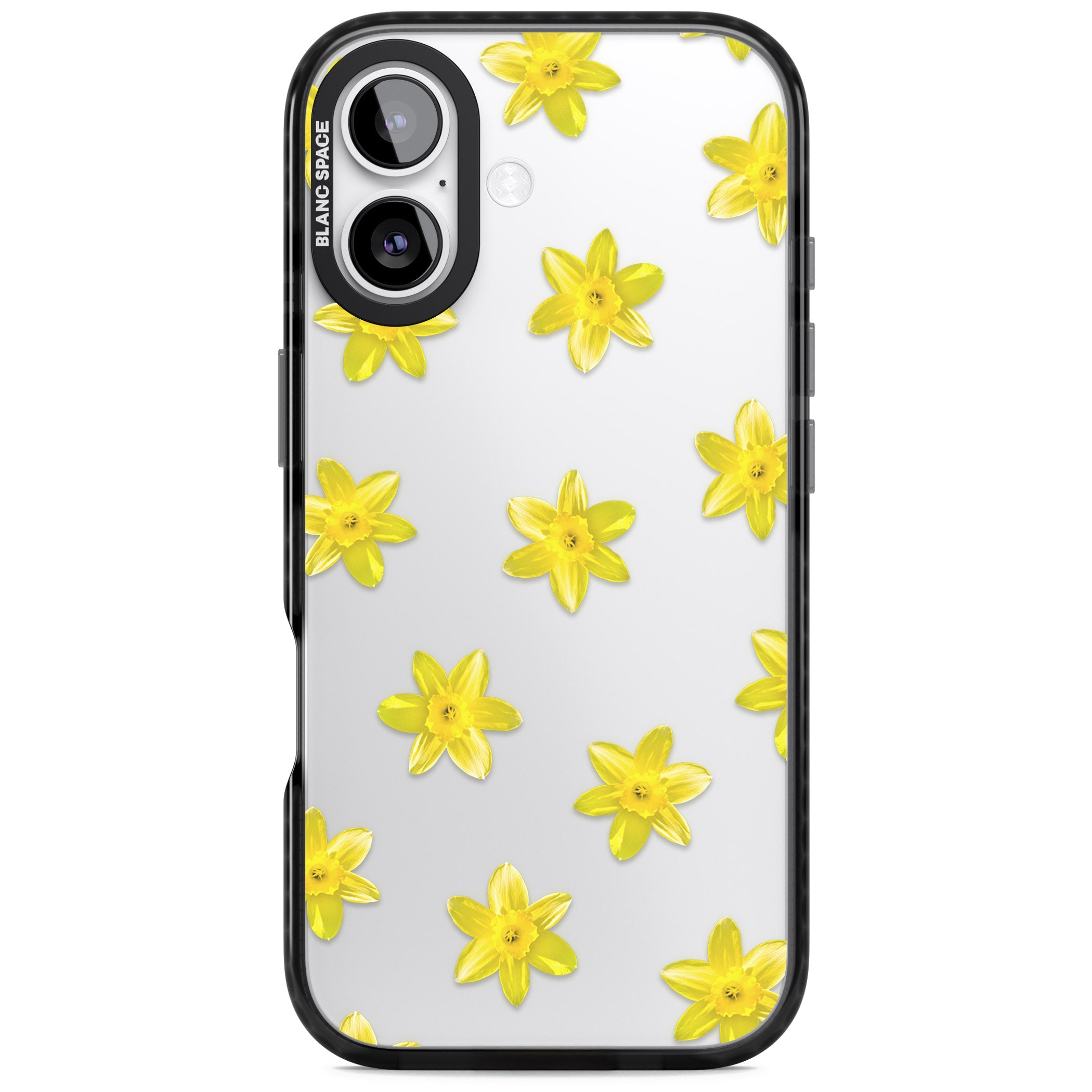 Daffodils Transparent Pattern iPhone 17 Impact Black Phone Case