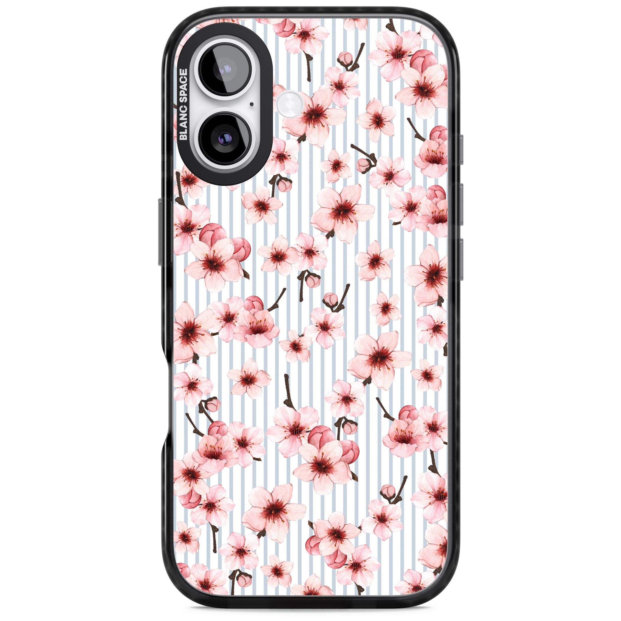 Cherry Blossoms Striped iPhone 17 Impact Black Phone Case