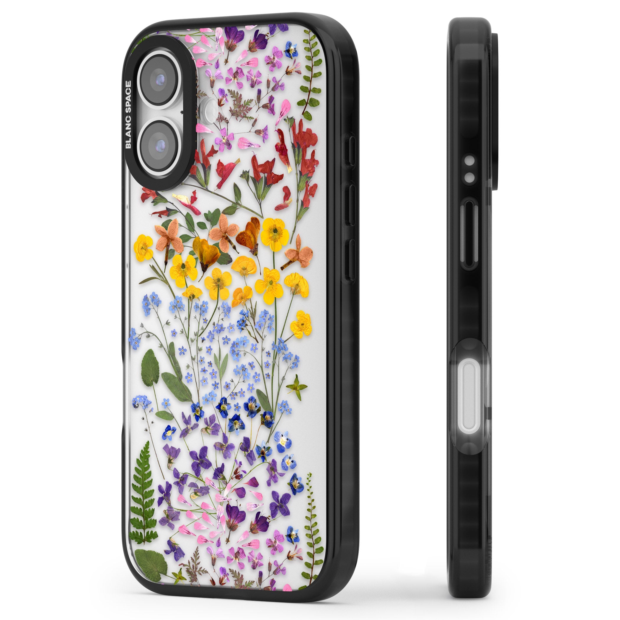 Pressed Wildflower Stripe iPhone 17 Impact Black Phone Case Side Profile