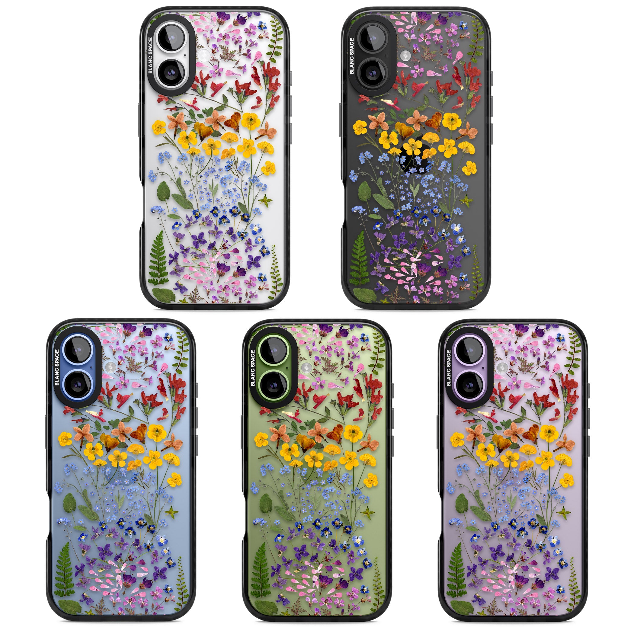Pressed Wildflower Stripe iPhone 17 Impact Black Phone Case APT Impact Protection