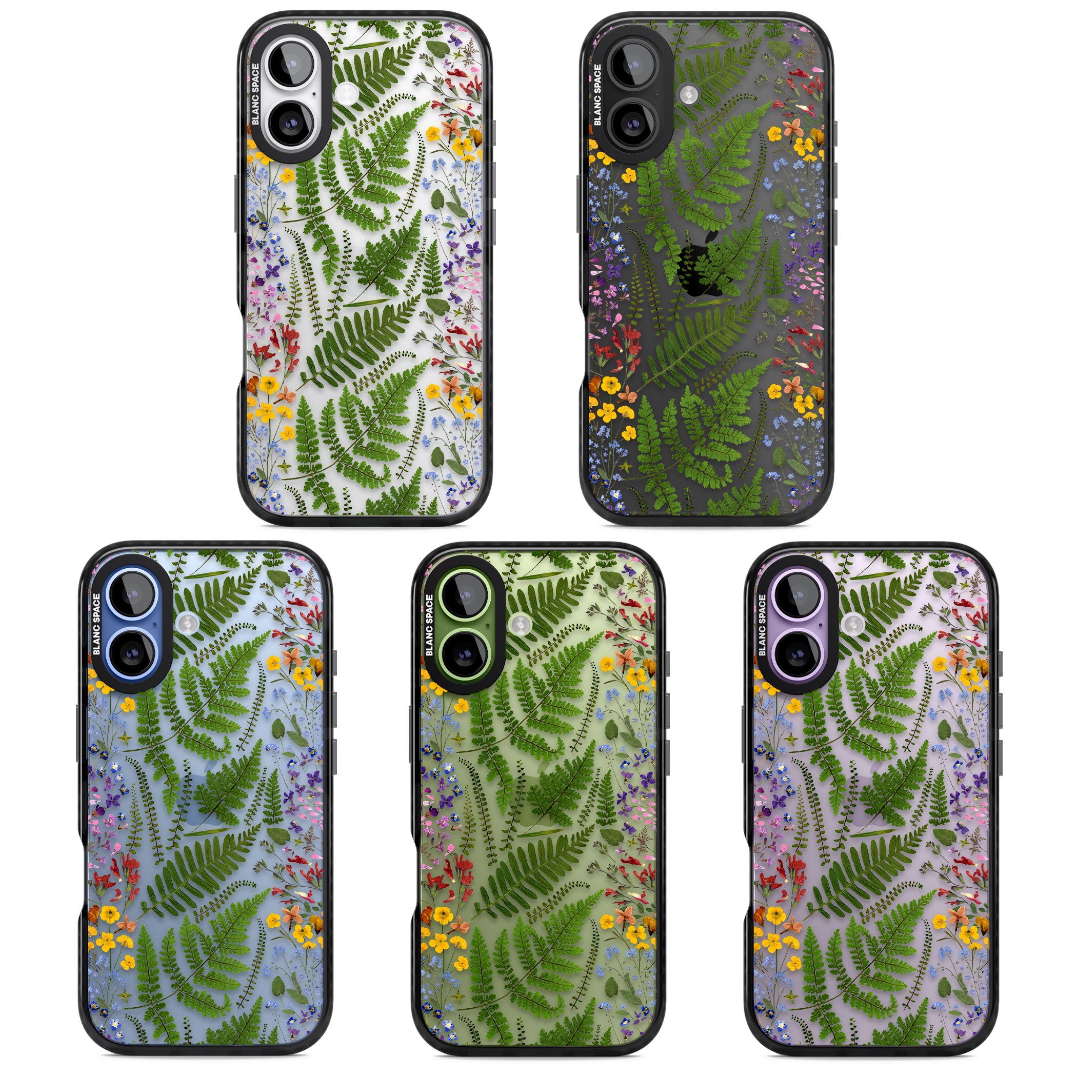 Botanical Fern & Floral iPhone 17 Impact Black Phone Case APT Impact Protection