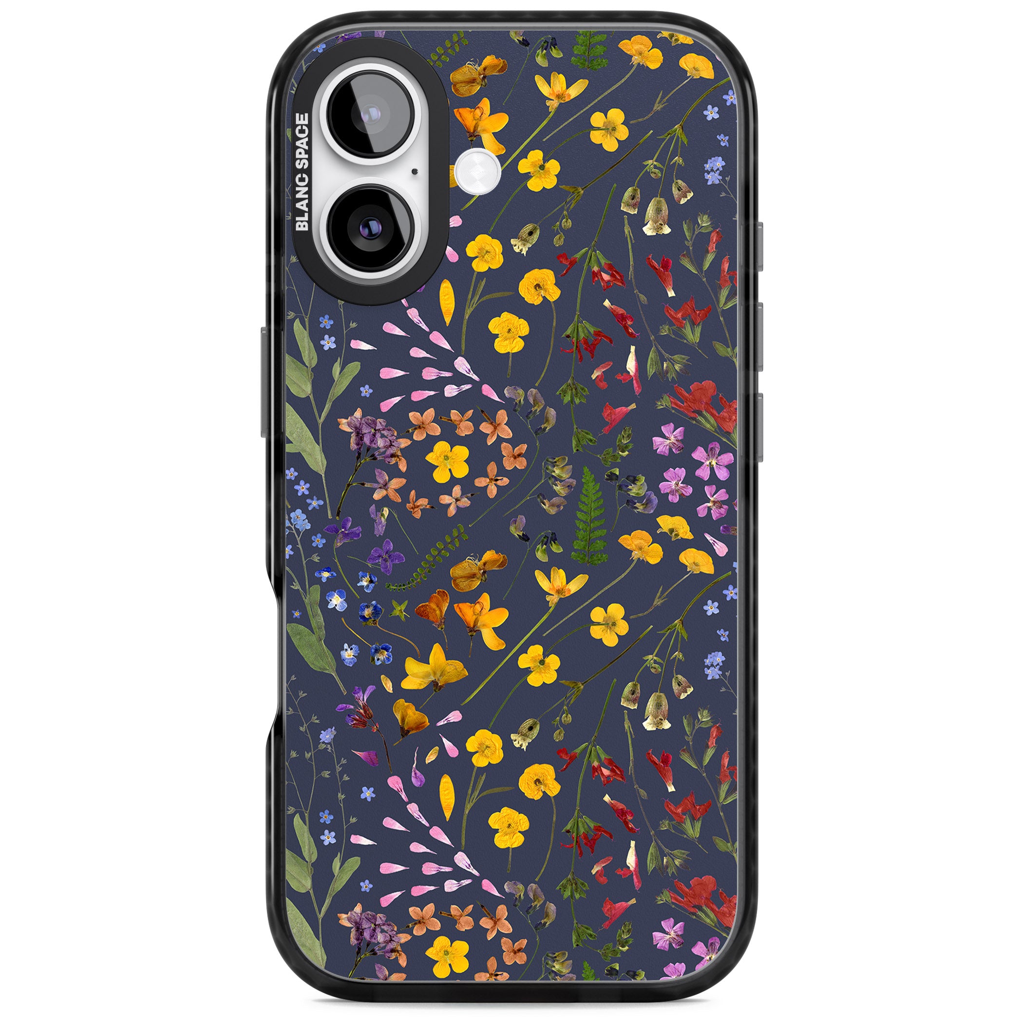 Wildflower Leaves Cluster Navy iPhone 17 Impact Black Phone Case