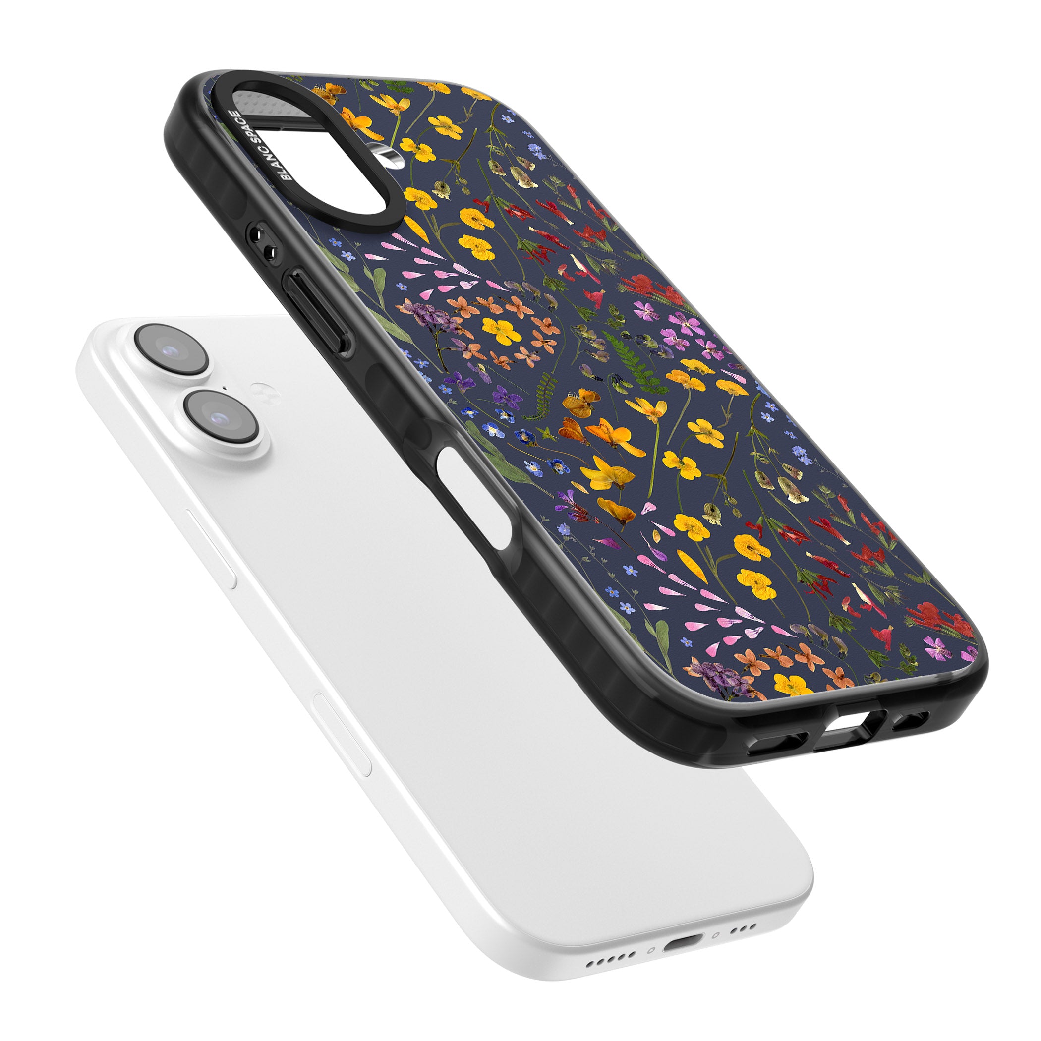 Wildflower Leaves Cluster Navy iPhone 17 Impact Black Phone Case Colours