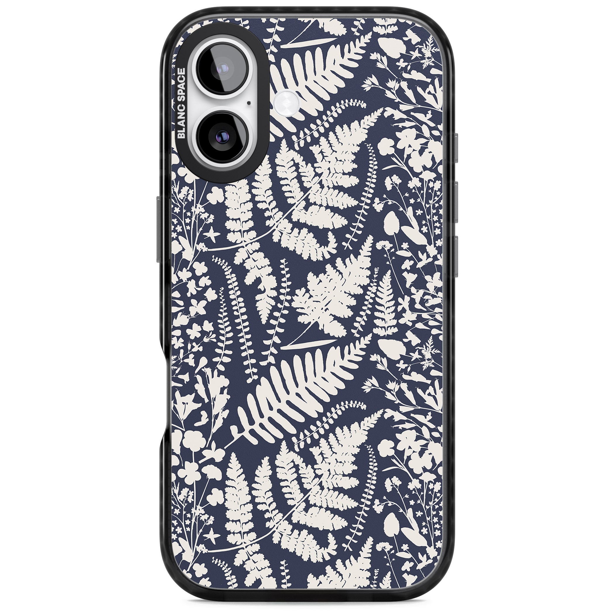 Wildflowers & Ferns On Navy iPhone 17 Impact Black Phone Case
