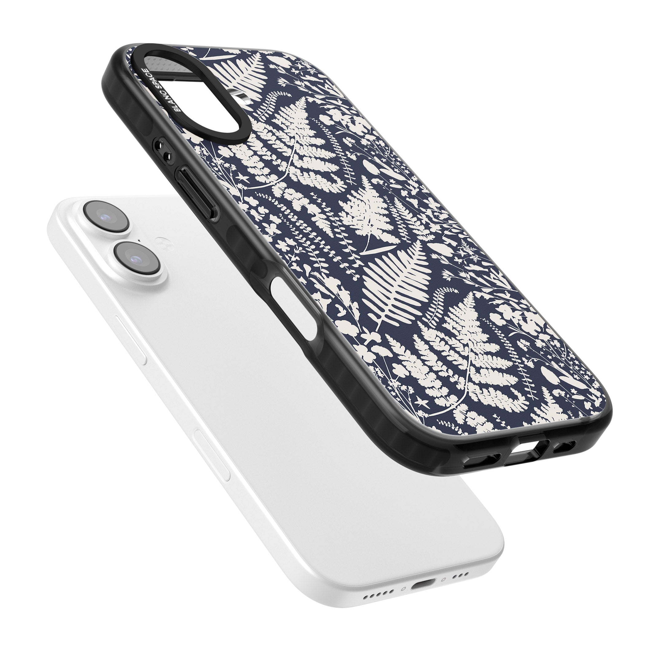 Wildflowers & Ferns On Navy iPhone 17 Impact Black Phone Case Colours