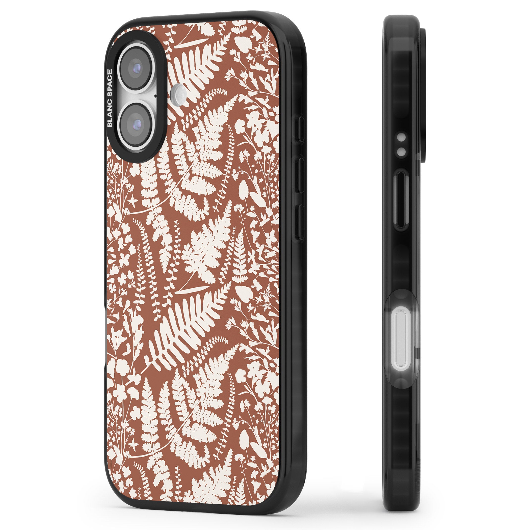 Wildflowers And Ferns On Terracotta iPhone 17 Impact Black Phone Case Side Profile