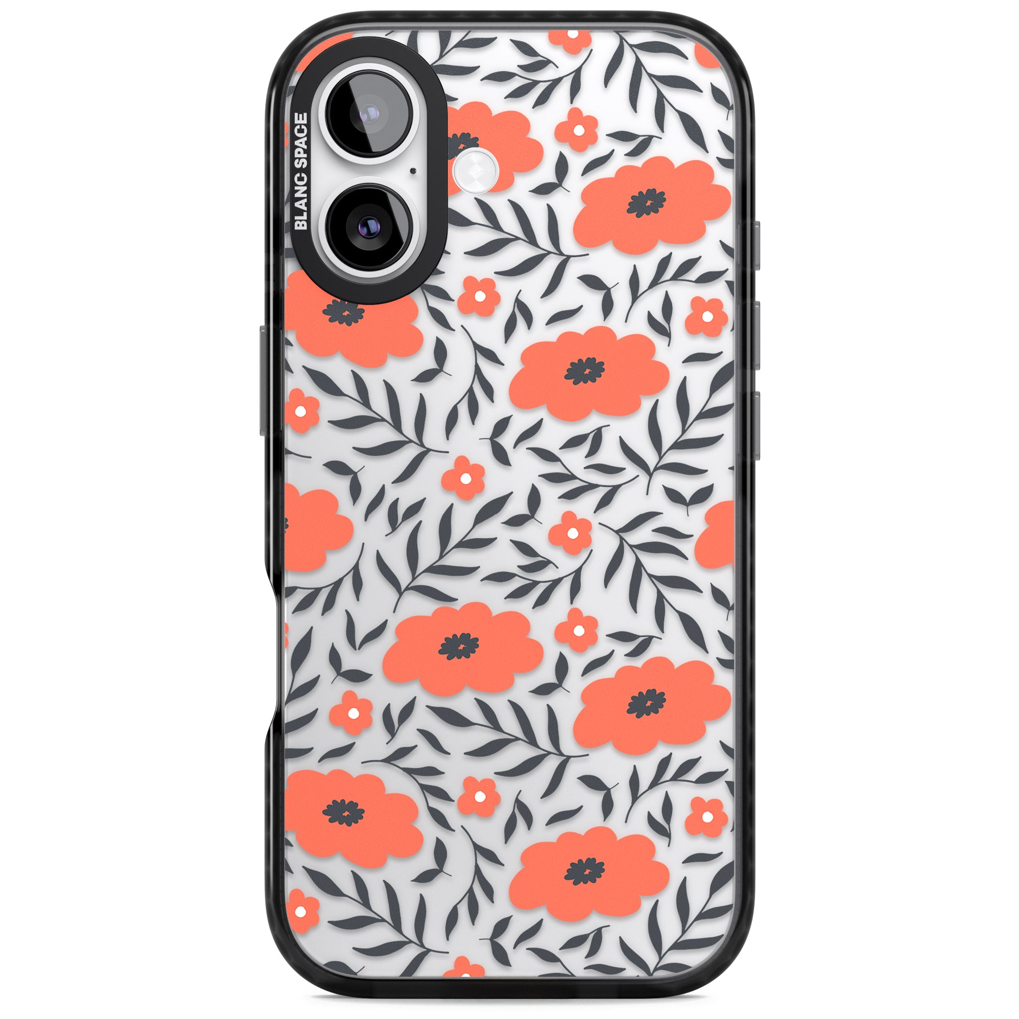 Red Poppy Floral iPhone 17 Impact Black Phone Case