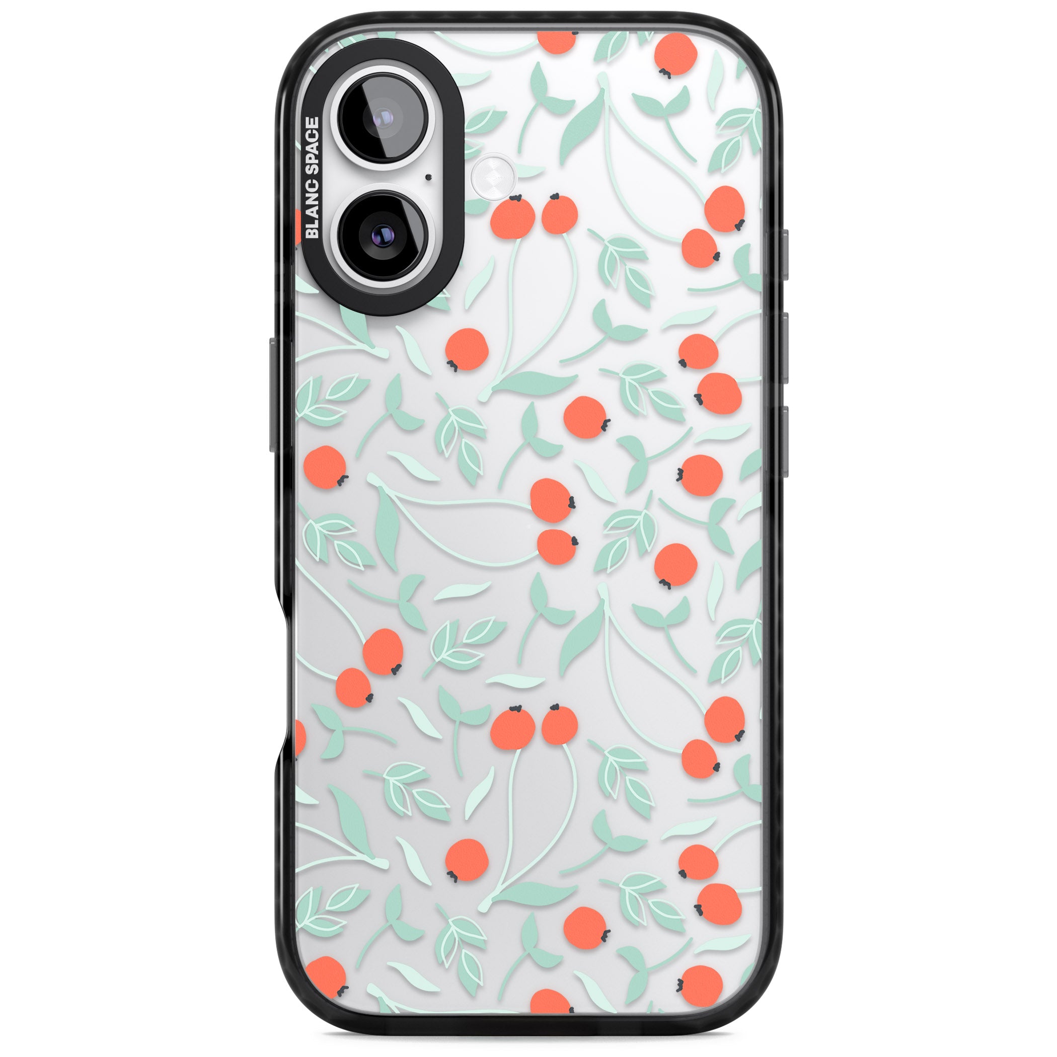 Red Berries Floral iPhone 17 Impact Black Phone Case
