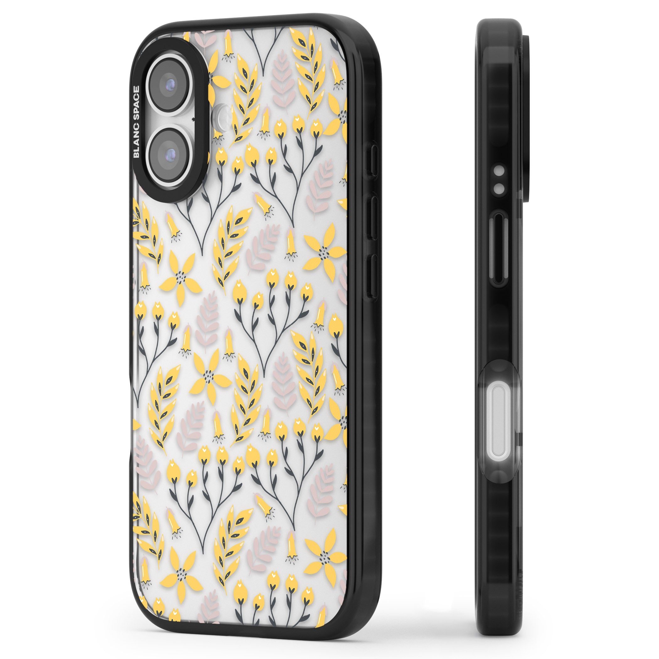 Yellow Floral Vibrance iPhone 17 Impact Black Phone Case Side Profile