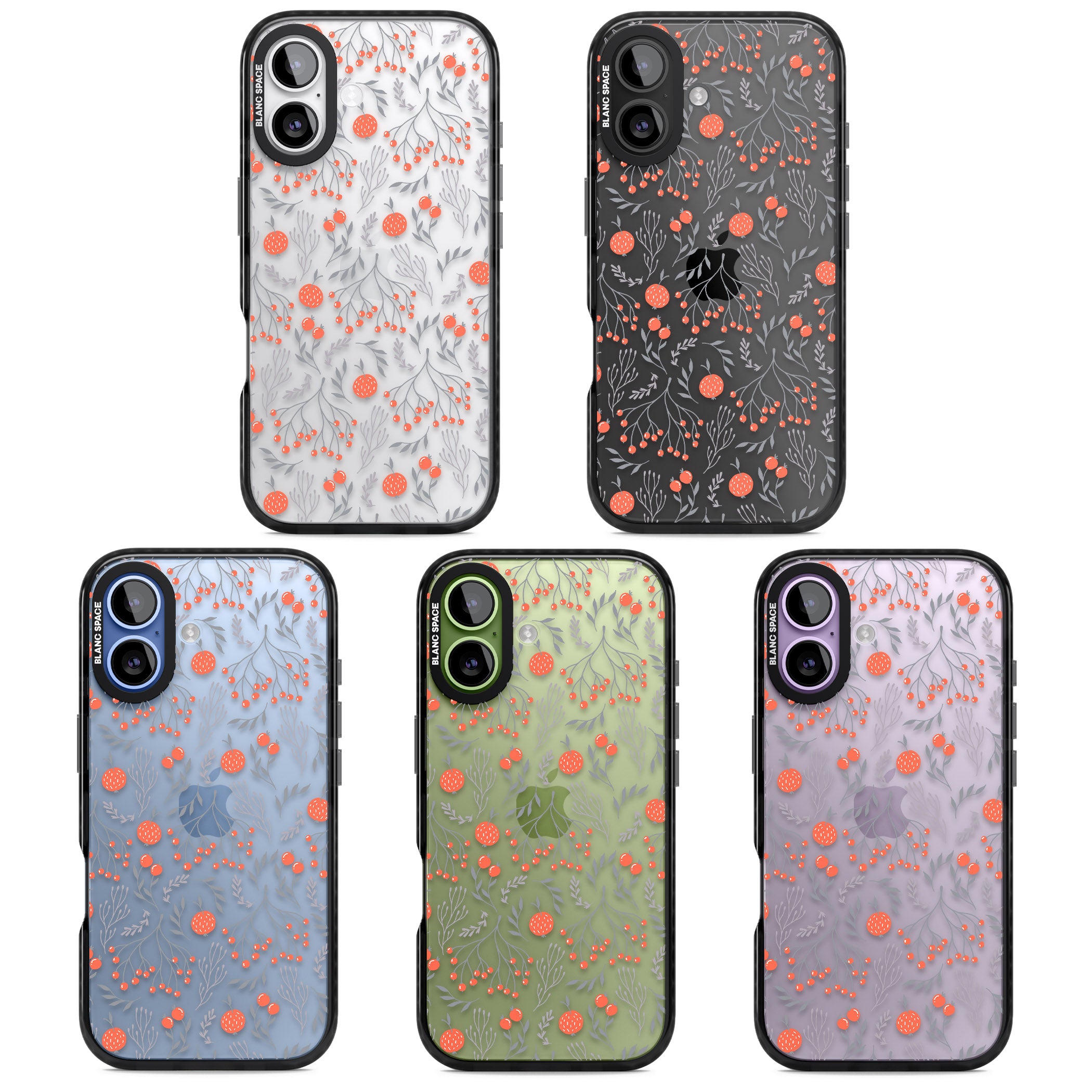 Red Fruits Floral iPhone 17 Impact Black Phone Case APT Impact Protection