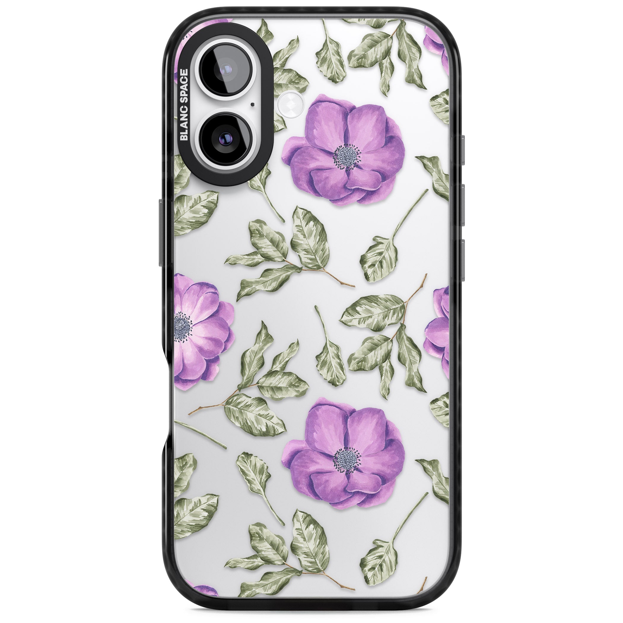 Purple Bloom Floral iPhone 17 Impact Black Phone Case