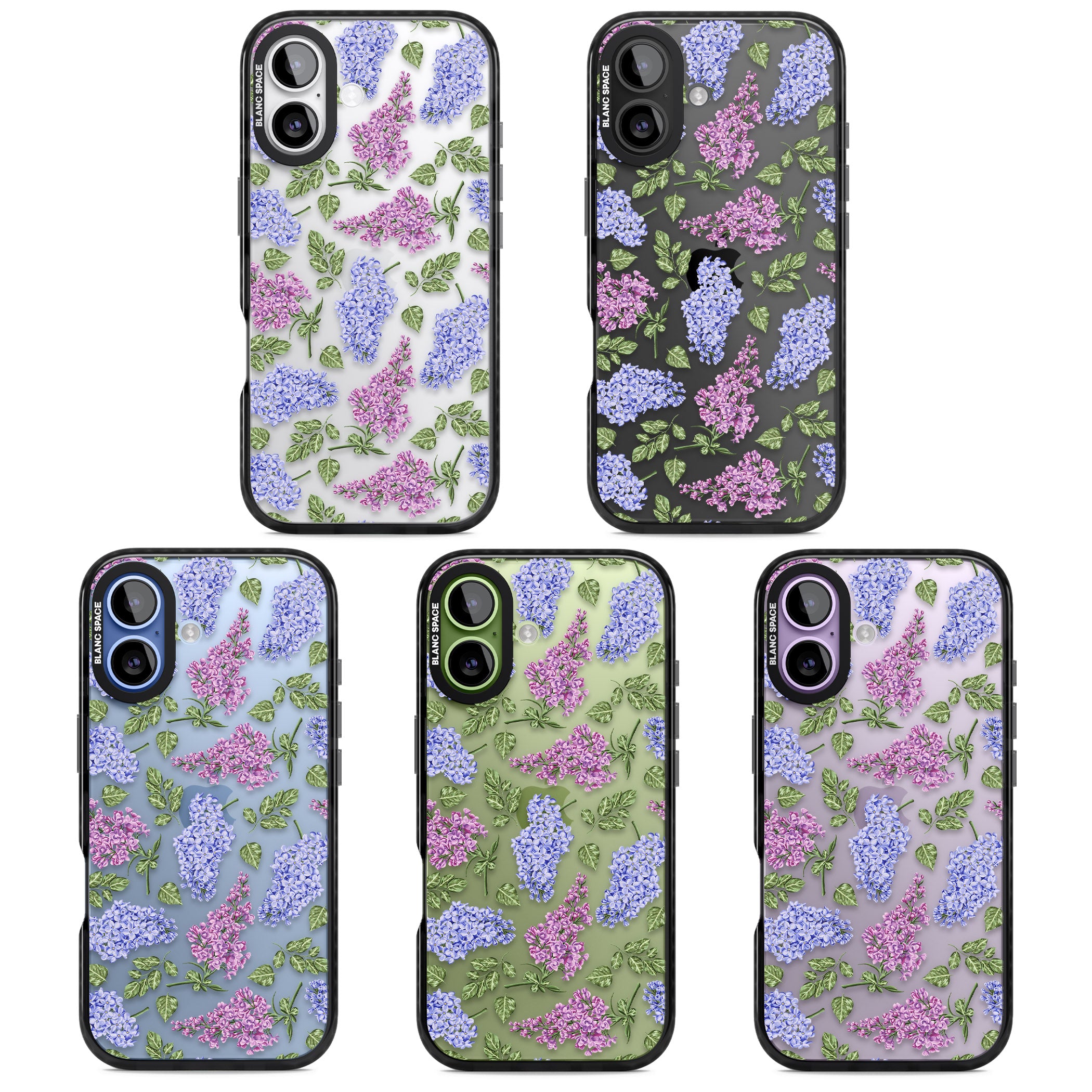 Purple Blossoms Transparent Floral iPhone 17 Impact Black Phone Case APT Impact Protection