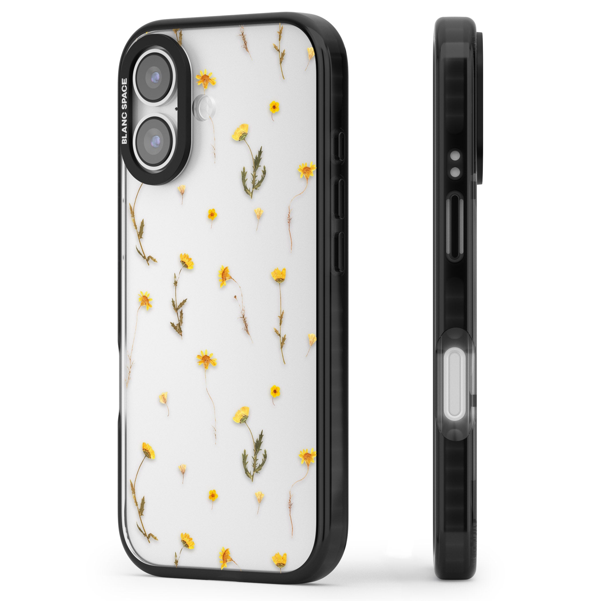 Yellow Wildflower iPhone 17 Impact Black Phone Case Side Profile
