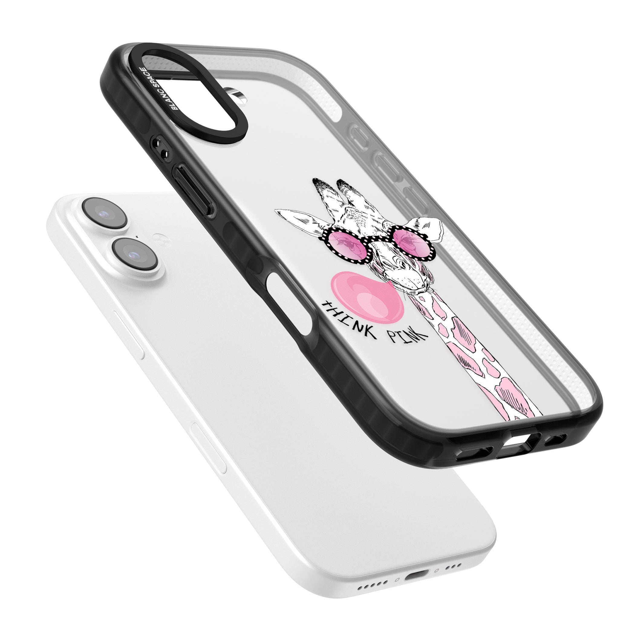 Think Pink Giraffe iPhone 17 Impact Black Phone Case Colours