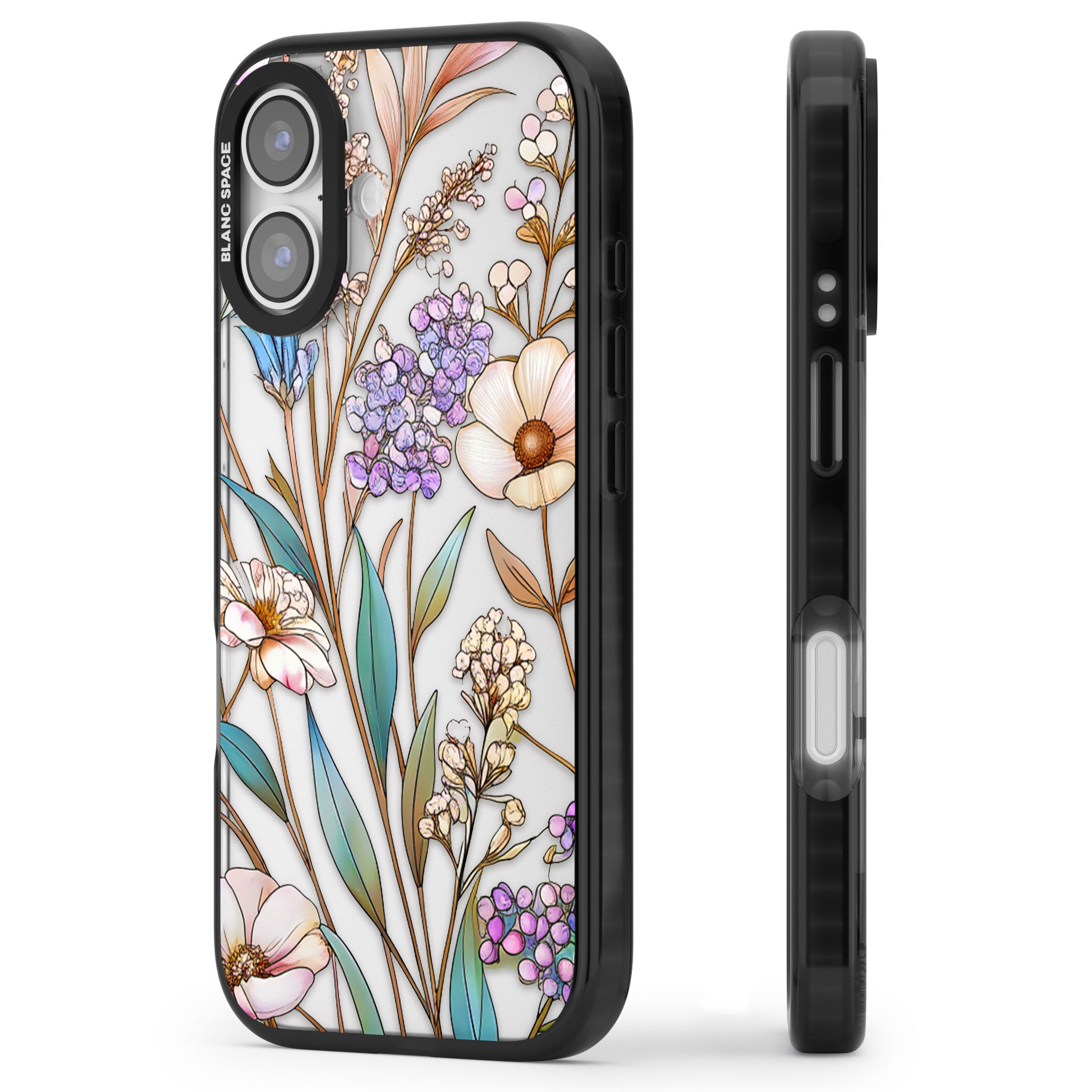 Glass Wildflower Mix iPhone 17 Impact Black Phone Case Side Profile