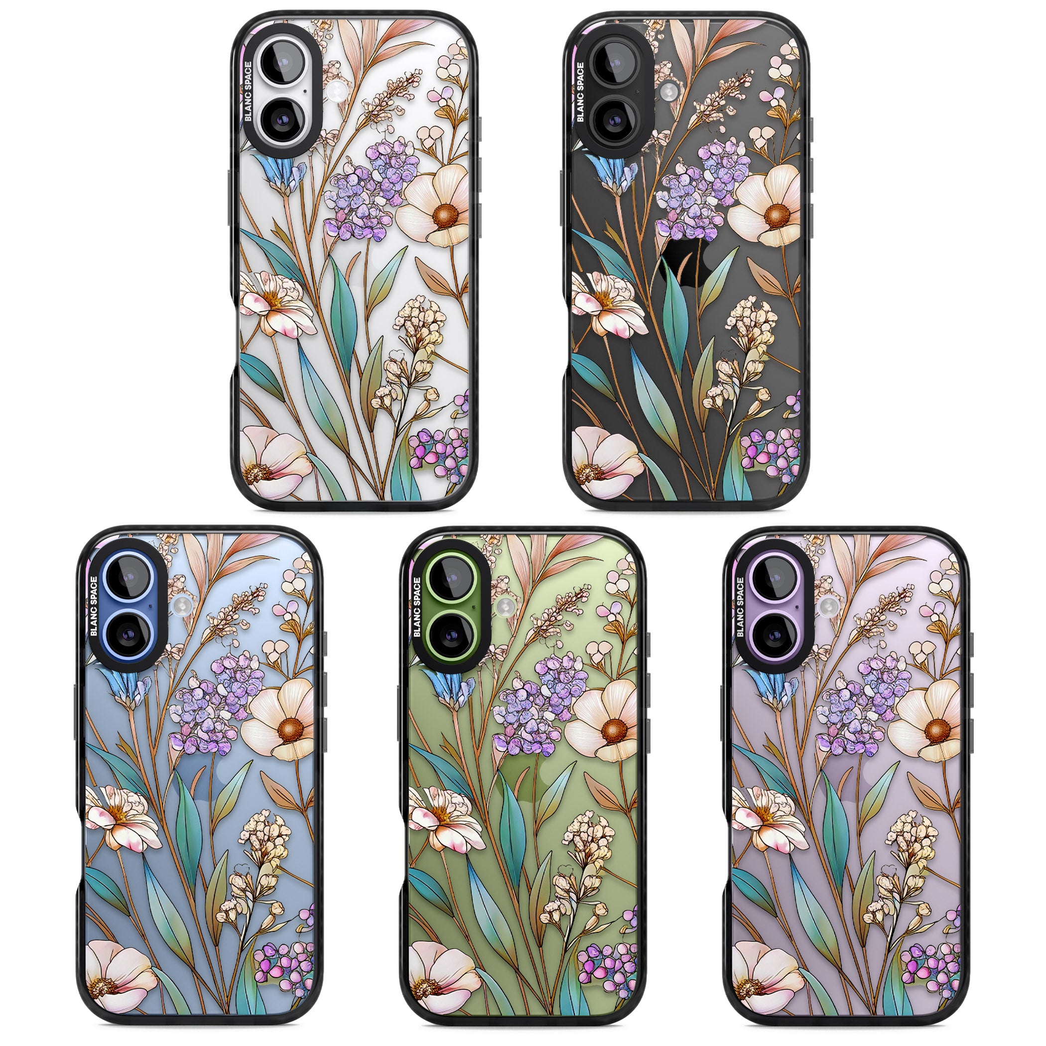 Glass Wildflower Mix iPhone 17 Impact Black Phone Case APT Impact Protection
