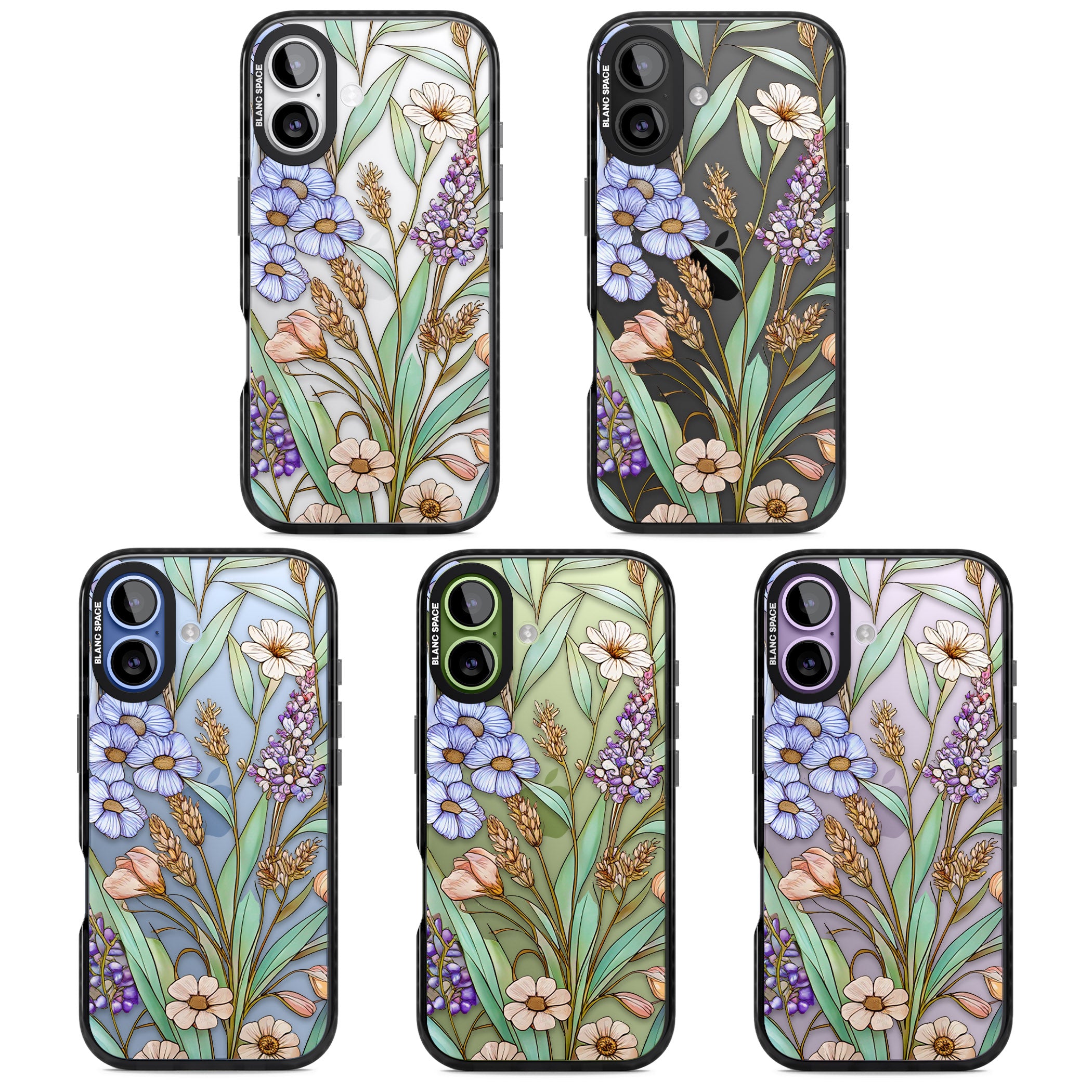 Glass Lavenders & Daisies iPhone 17 Impact Black Phone Case APT Impact Protection