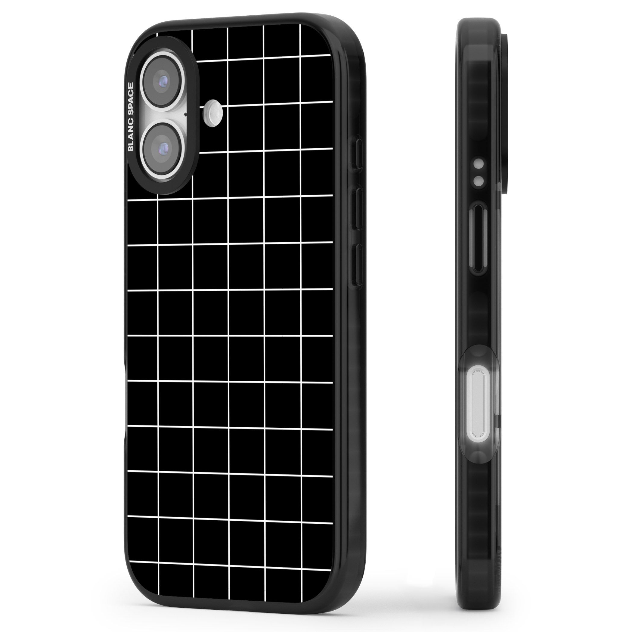 Minimalist Grid Pattern Black iPhone 17 Impact Black Phone Case Side Profile