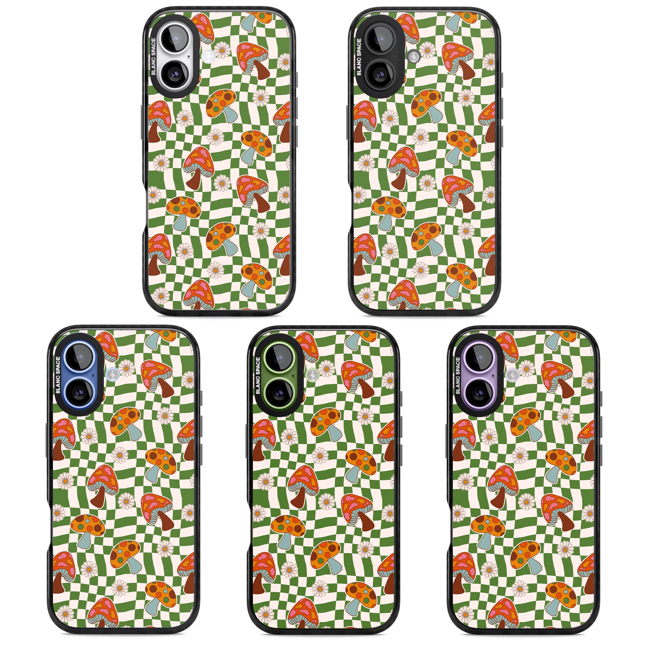 Wavy Checked Shroom & Bloom iPhone 17 Impact Black Phone Case APT Impact Protection
