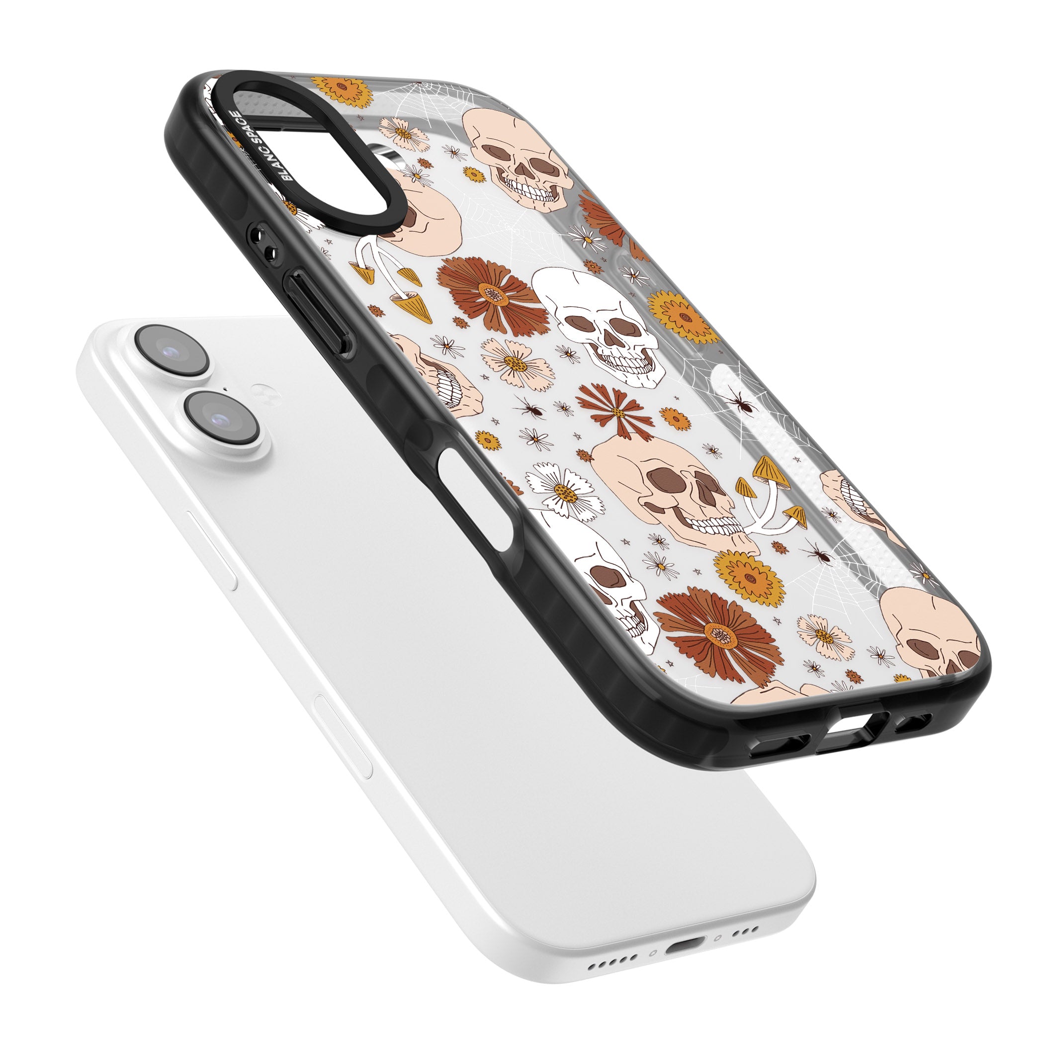 Halloween Skulls And Flowers iPhone 17 Impact Black Phone Case Colours