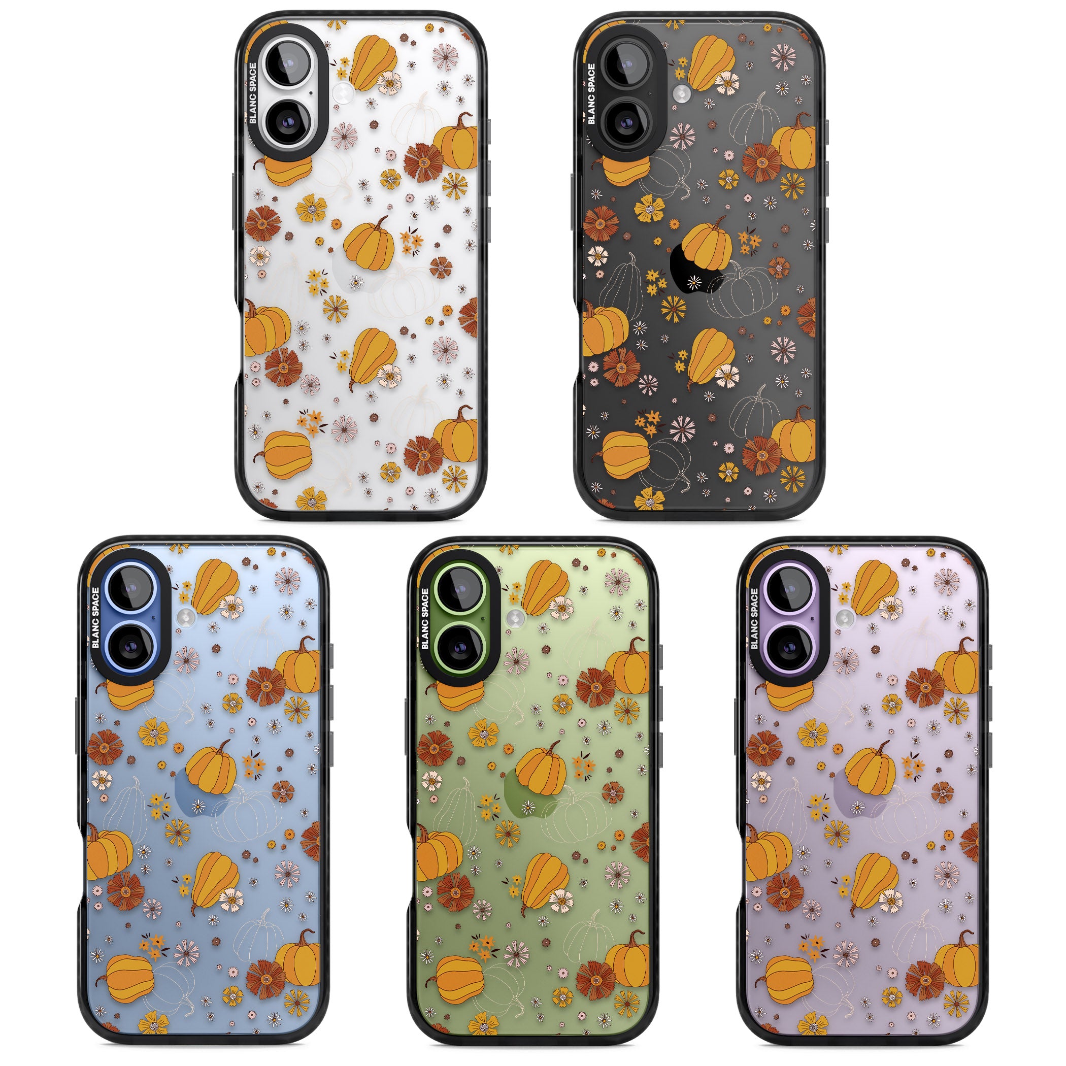 Halloween Pumpkins And Flowers iPhone 17 Impact Black Phone Case APT Impact Protection