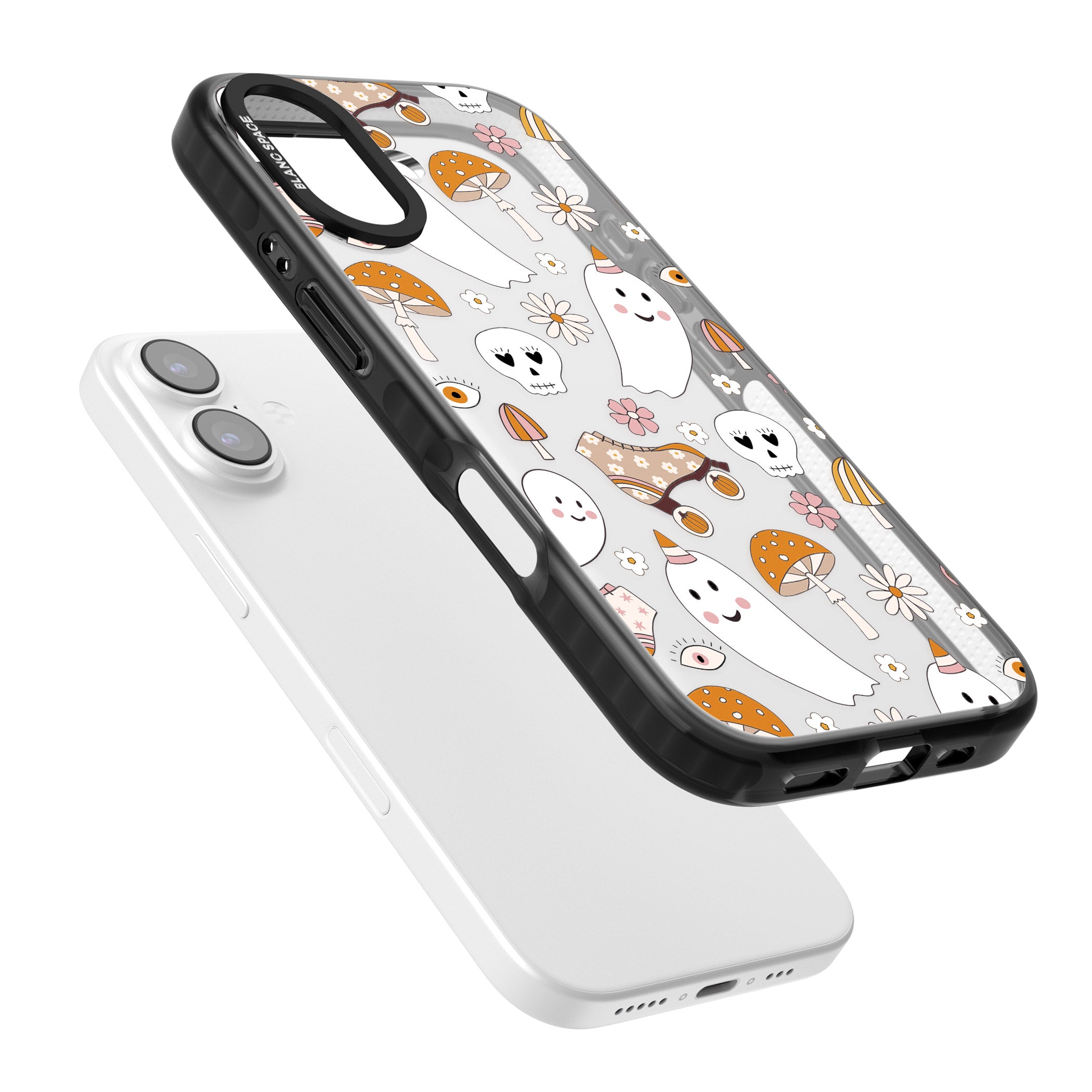 Cute Ghost And Skulls Pattern iPhone 17 Impact Black Phone Case Colours