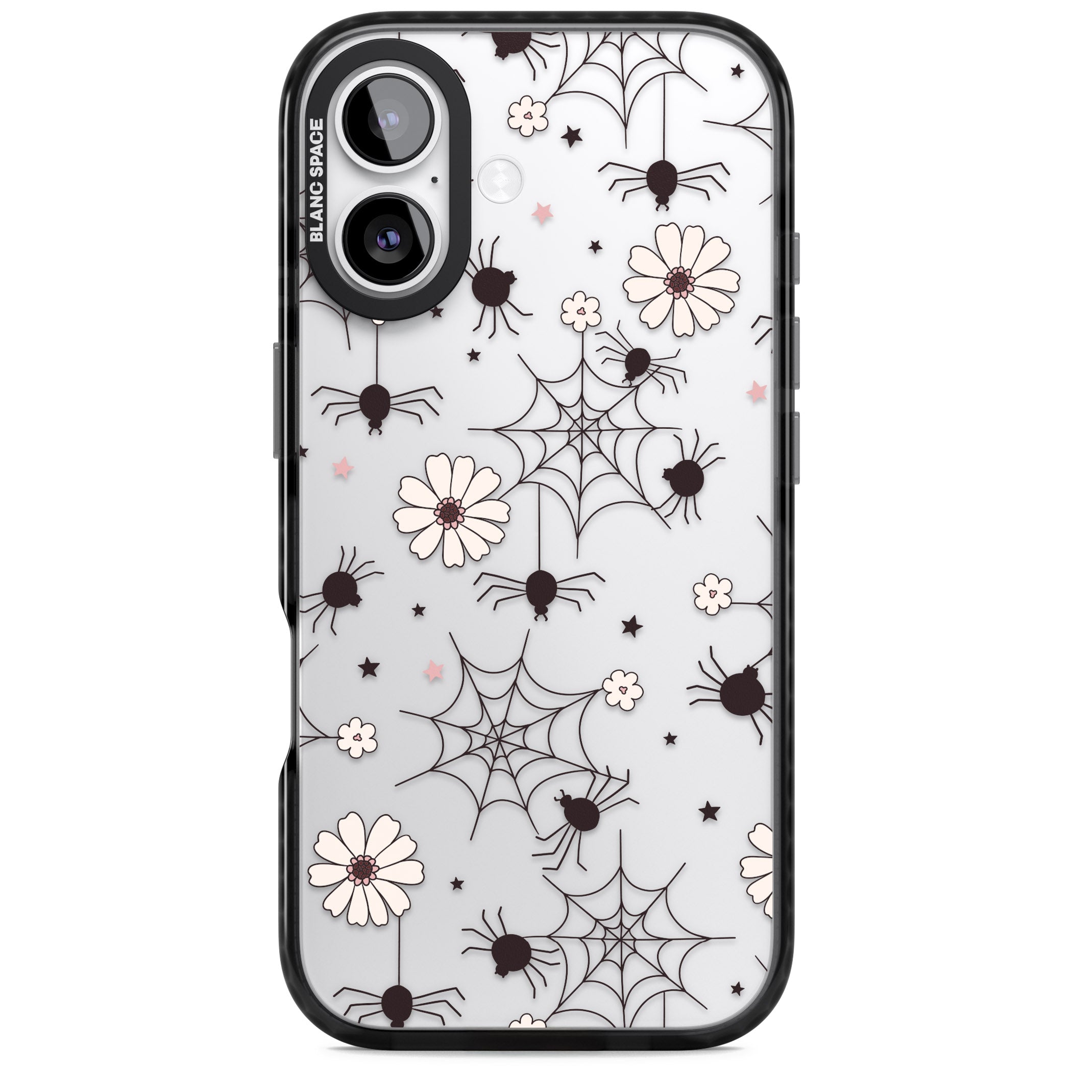 Spiders And Flowers Pattern iPhone 17 Impact Black Phone Case
