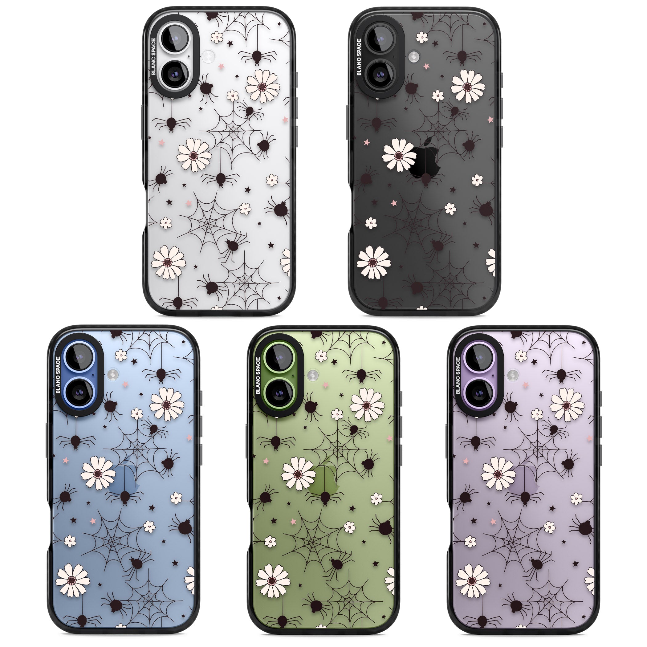 Spiders And Flowers Pattern iPhone 17 Impact Black Phone Case APT Impact Protection