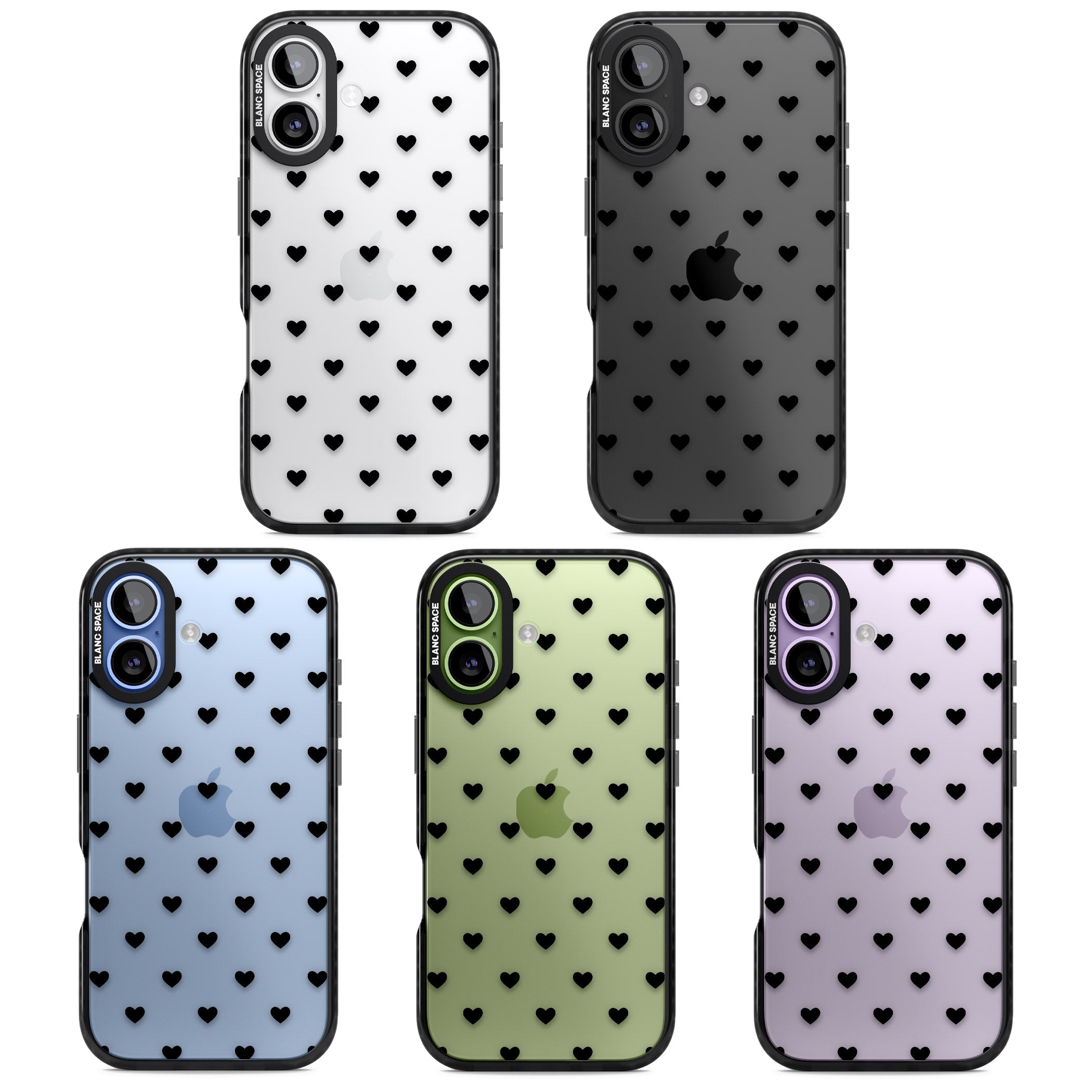 Small Heart Pattern: White & iPhone 17 Impact Black Phone Case APT Impact Protection