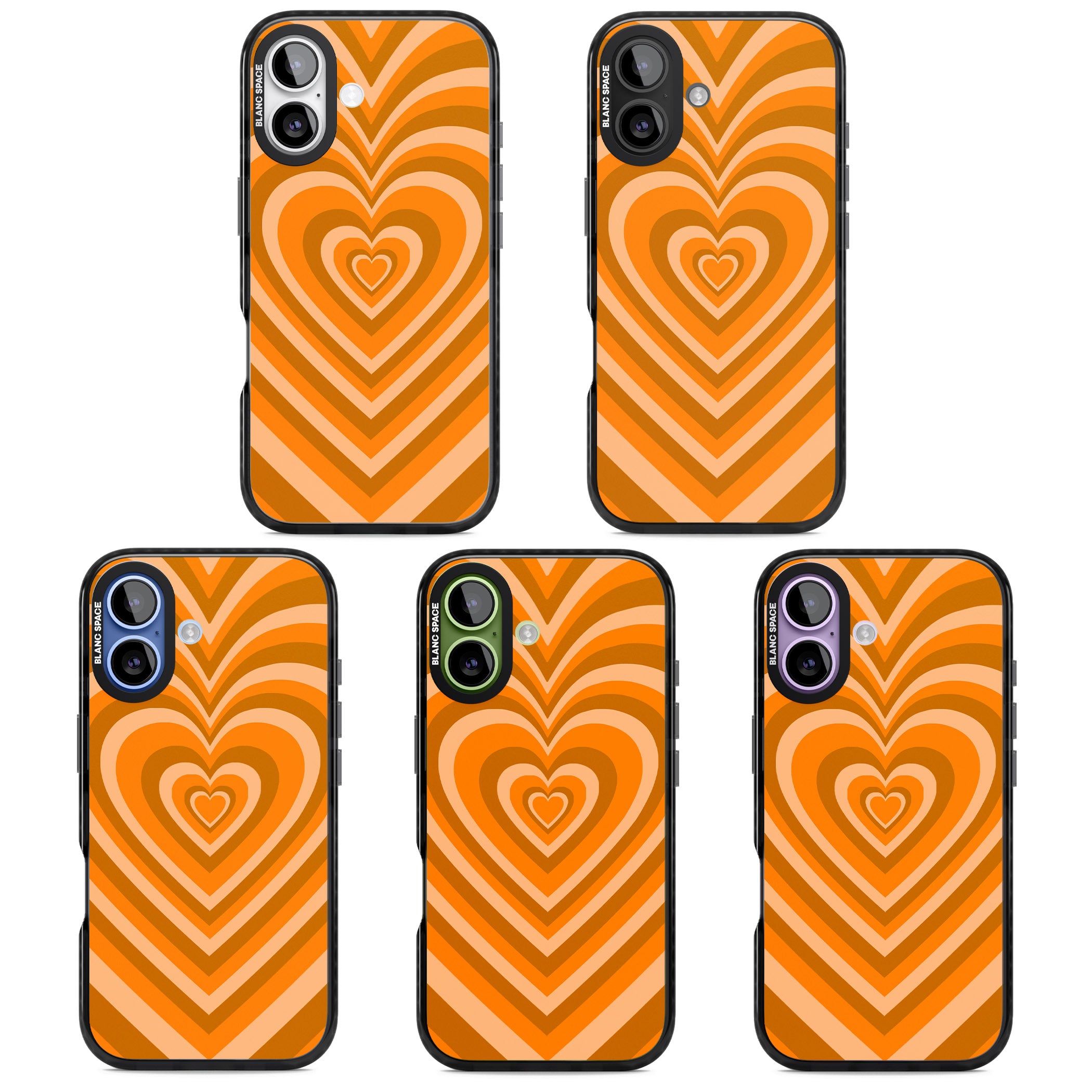 Orange Heart Illusion iPhone 17 Impact Black Phone Case APT Impact Protection