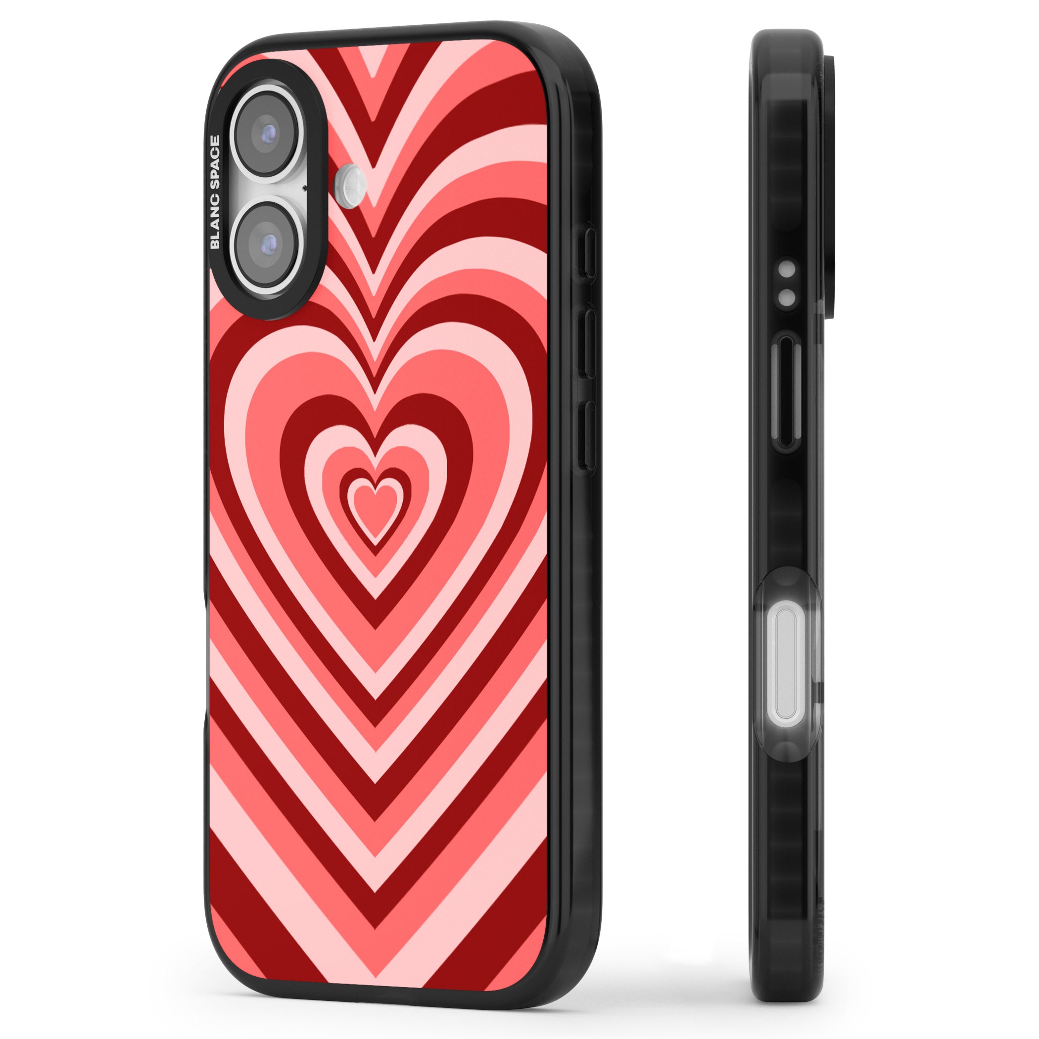 Red Heart Illusion iPhone 17 Impact Black Phone Case Side Profile