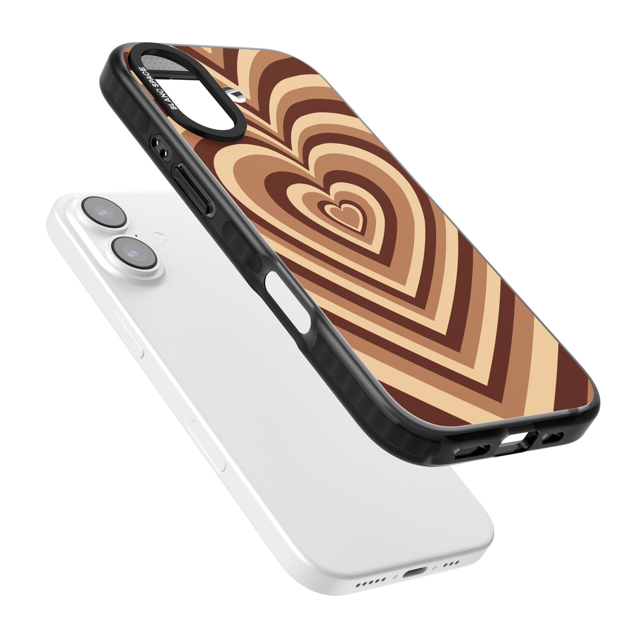 Latte Heart Illusion iPhone 17 Impact Black Phone Case Colours