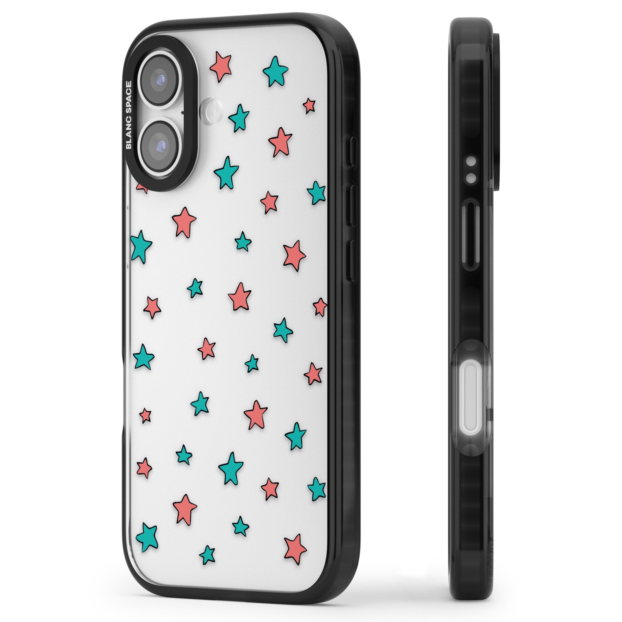 Heartstopper Stars Pattern iPhone 17 Impact Black Phone Case Side Profile