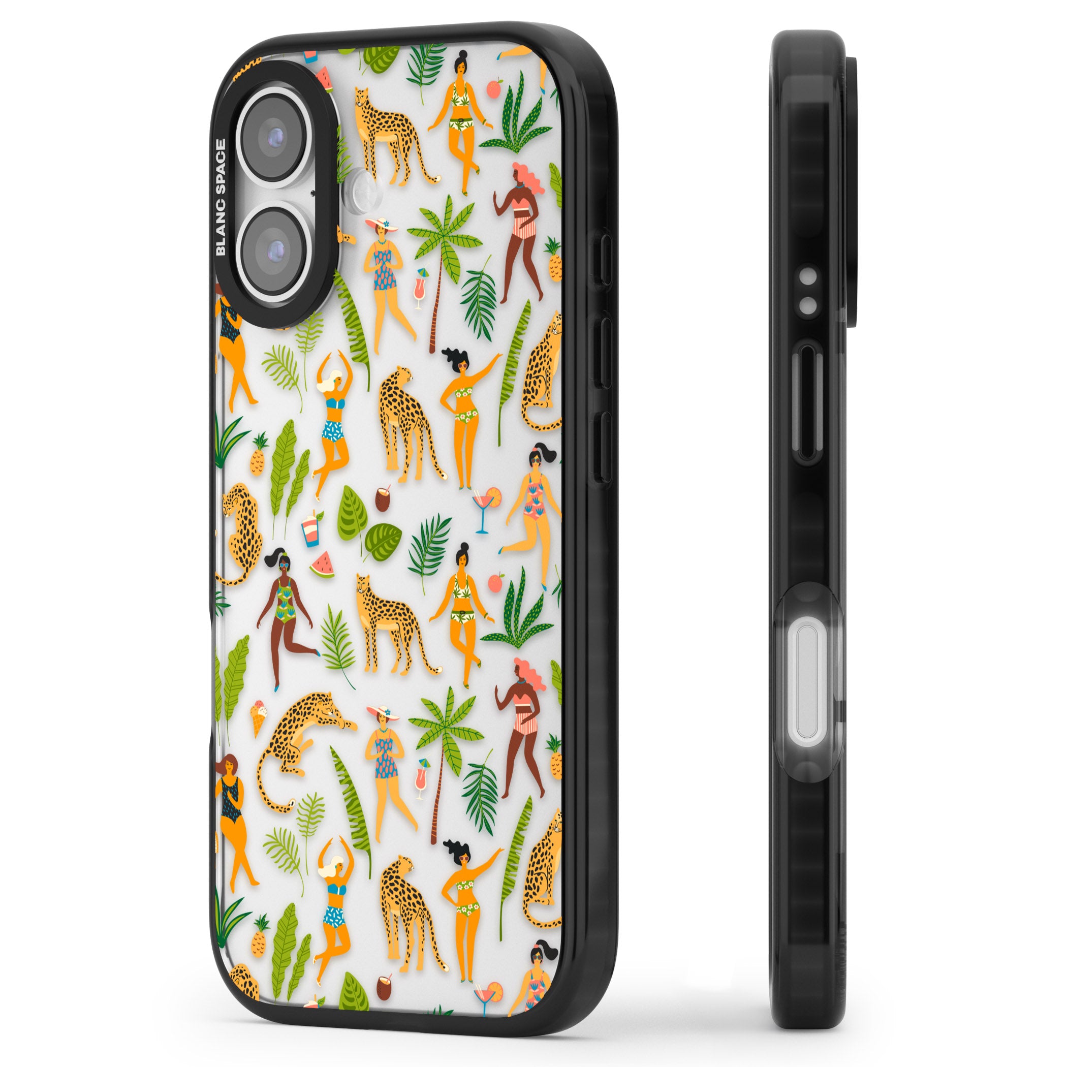 Tropical Party Vibes iPhone 17 Impact Black Phone Case Side Profile