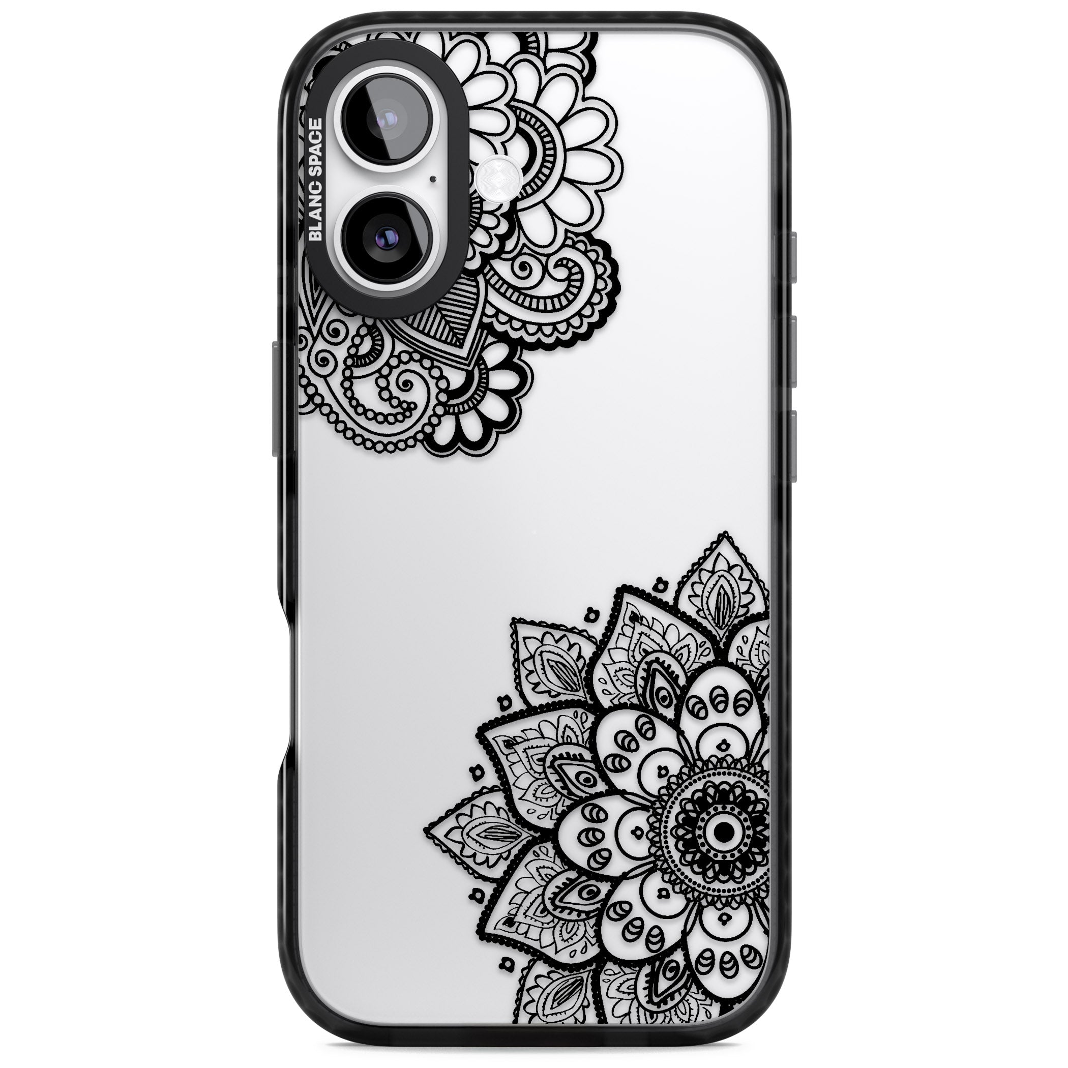 Black Henna Florals iPhone 17 Impact Black Phone Case