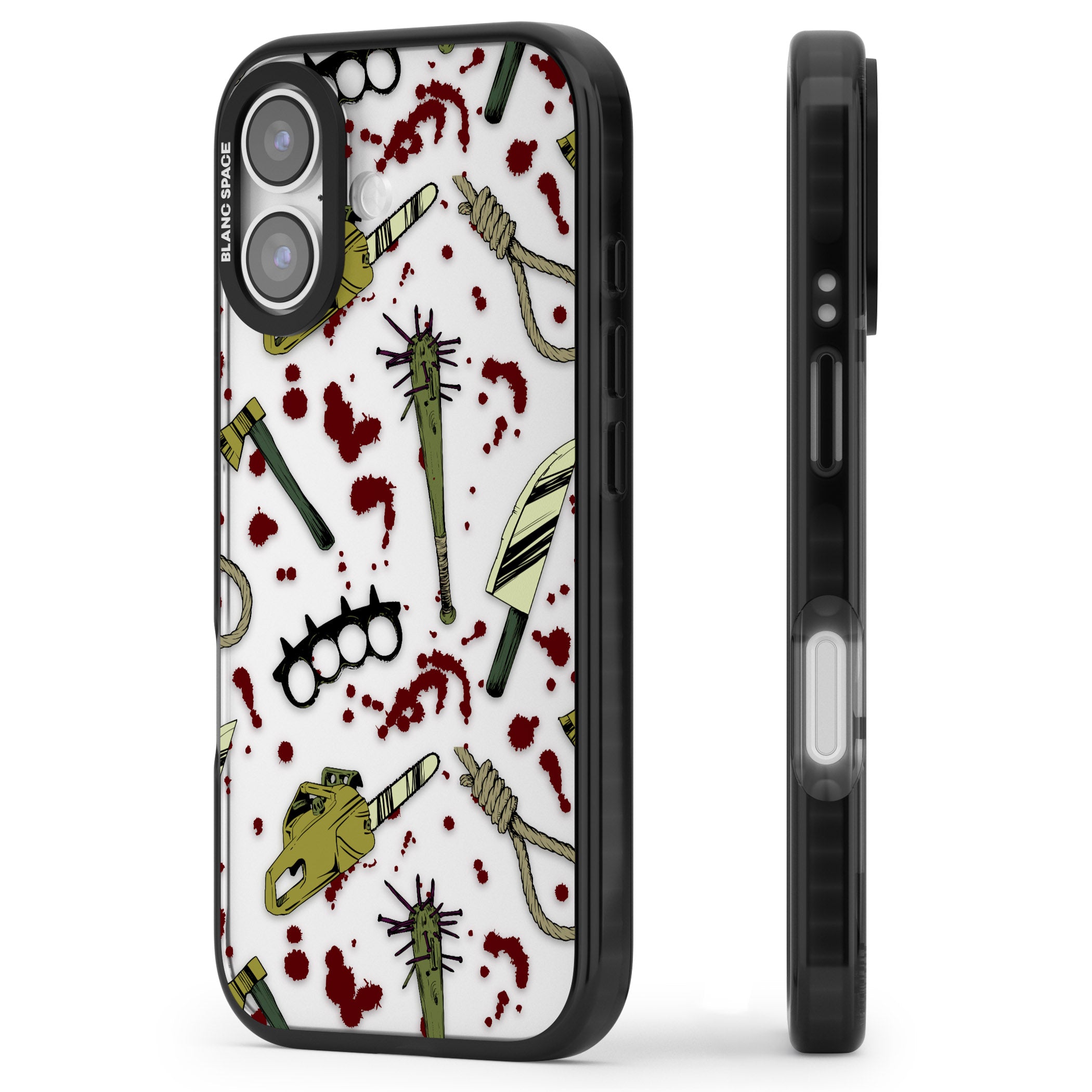 Movie Massacre iPhone 17 Impact Black Phone Case Side Profile