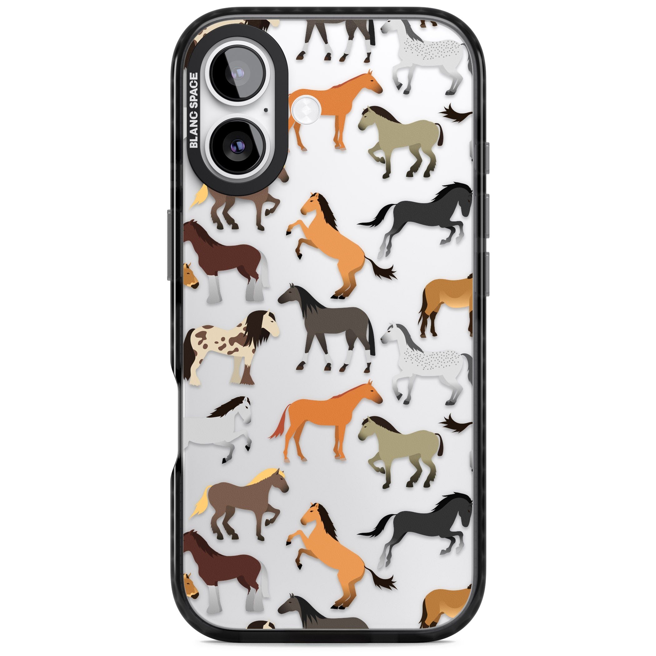 Horse Pattern iPhone 17 Impact Black Phone Case