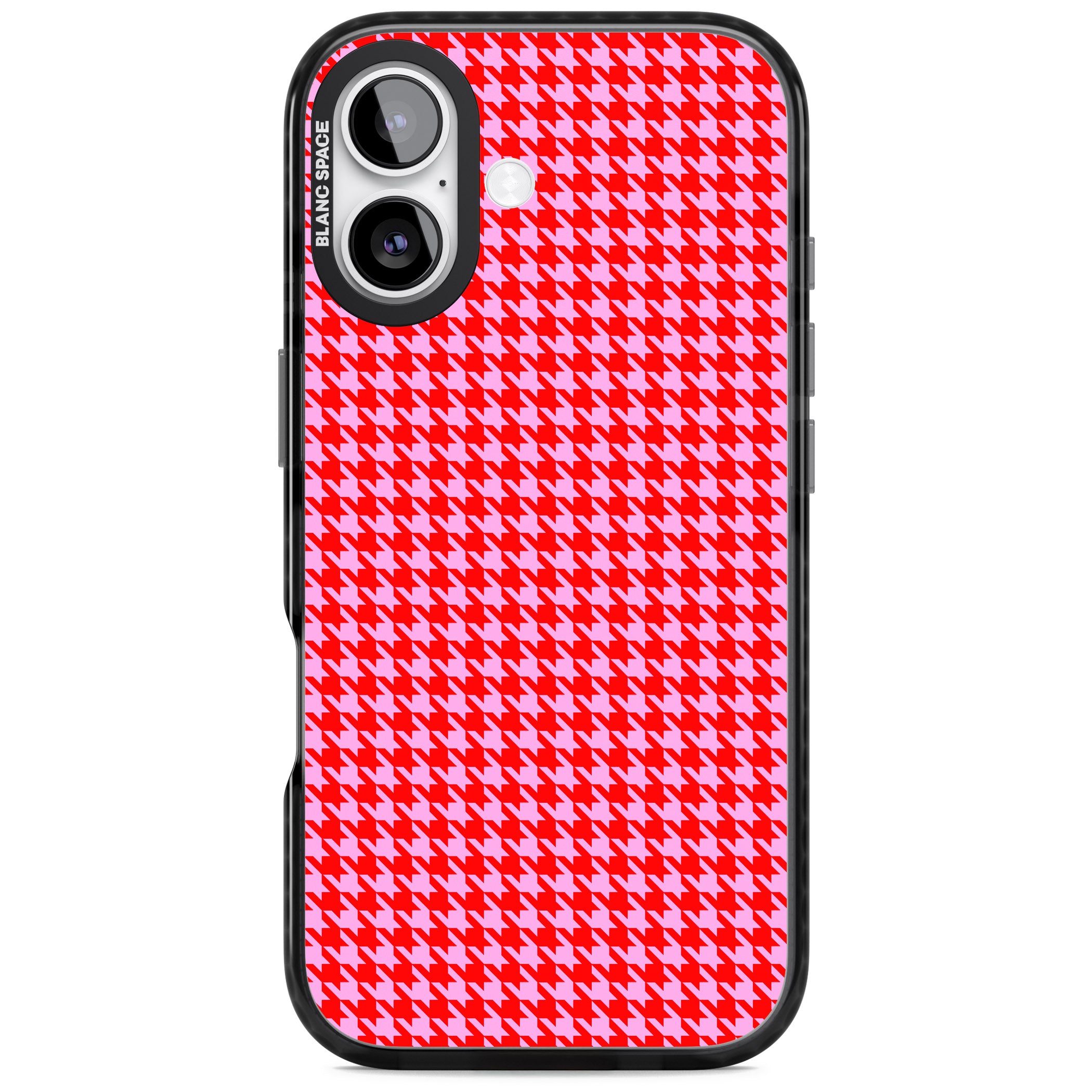 Neon Pink & Red Houndstooth iPhone 17 Impact Black Phone Case