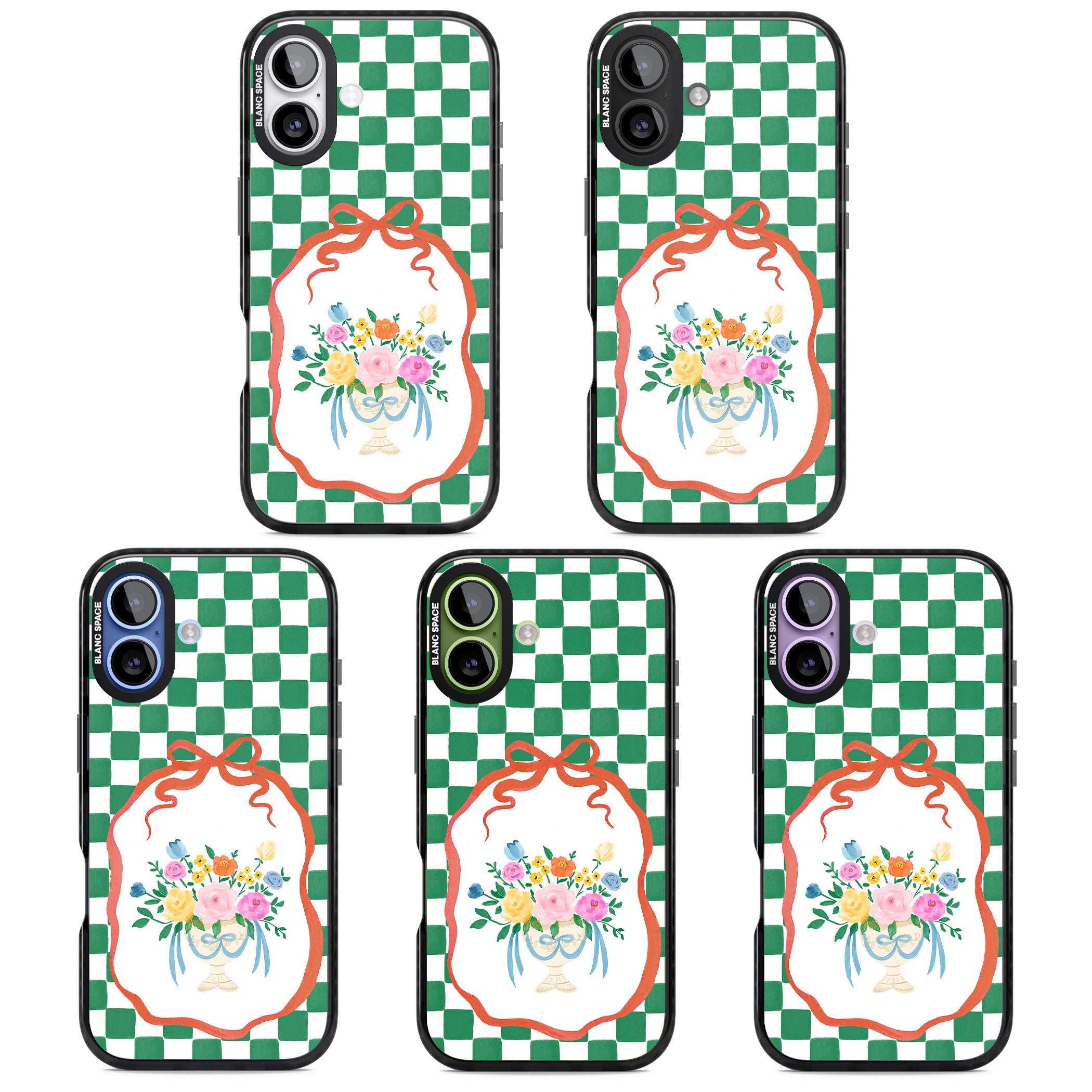 Green Checked Bouquet iPhone 17 Impact Black Phone Case APT Impact Protection
