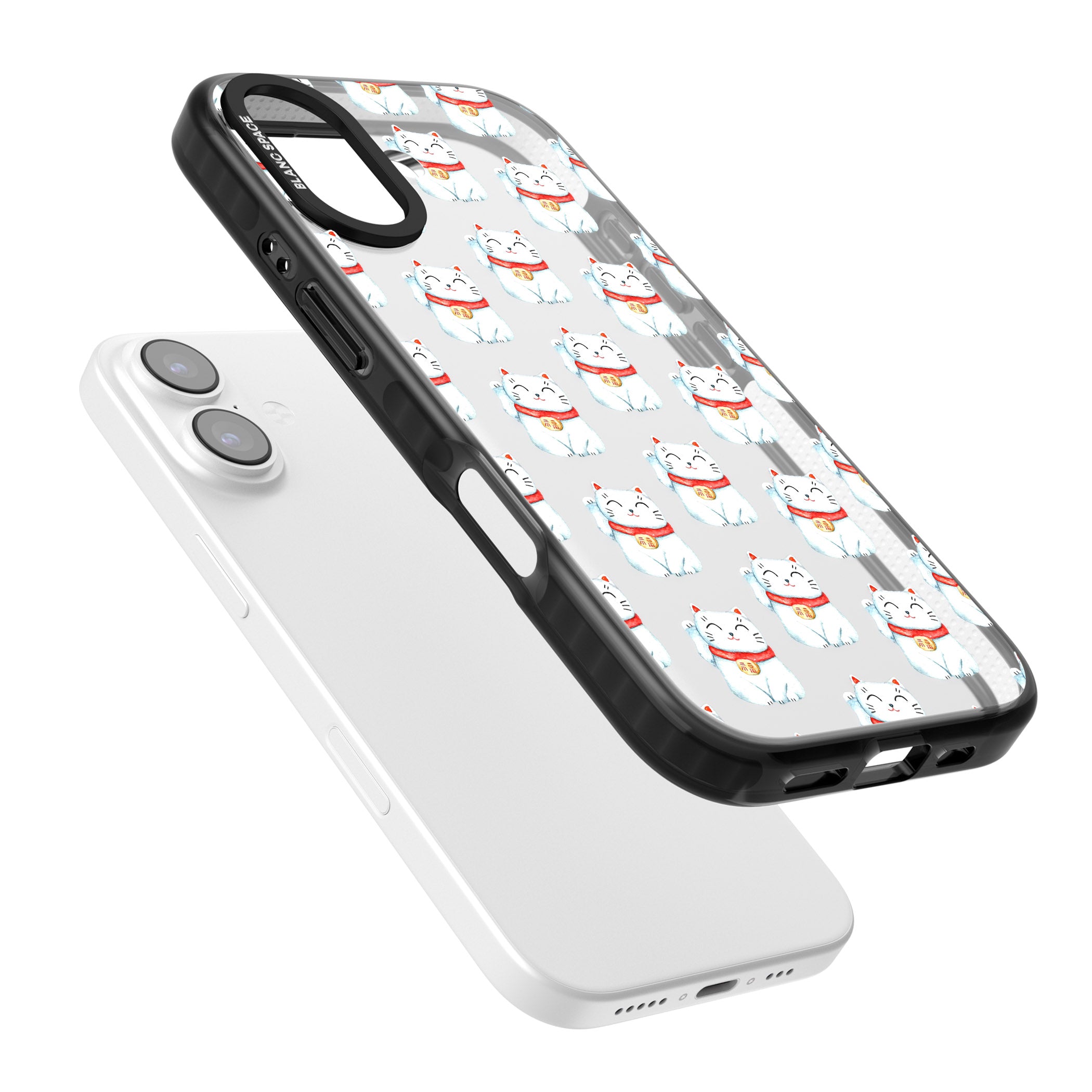 Lucky Cat Pattern iPhone 17 Impact Black Phone Case Colours