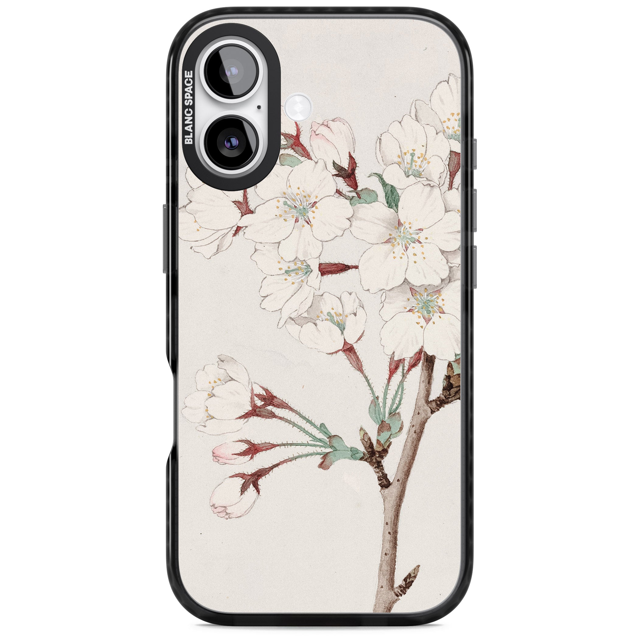 Vintage Japanese Illustrations Cherry Blossoms iPhone 17 Impact Black Phone Case