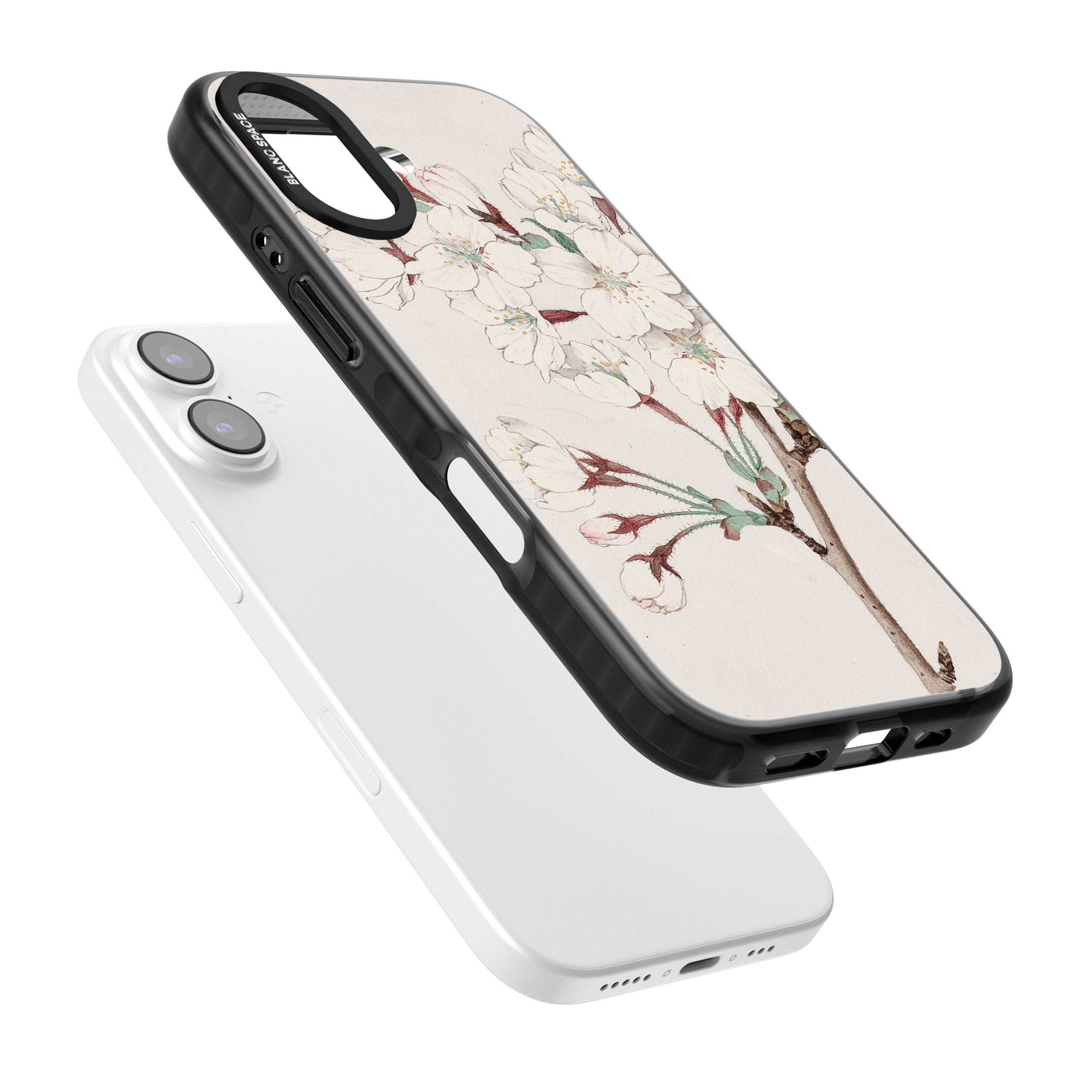 Vintage Japanese Illustrations Cherry Blossoms iPhone 17 Impact Black Phone Case Colours
