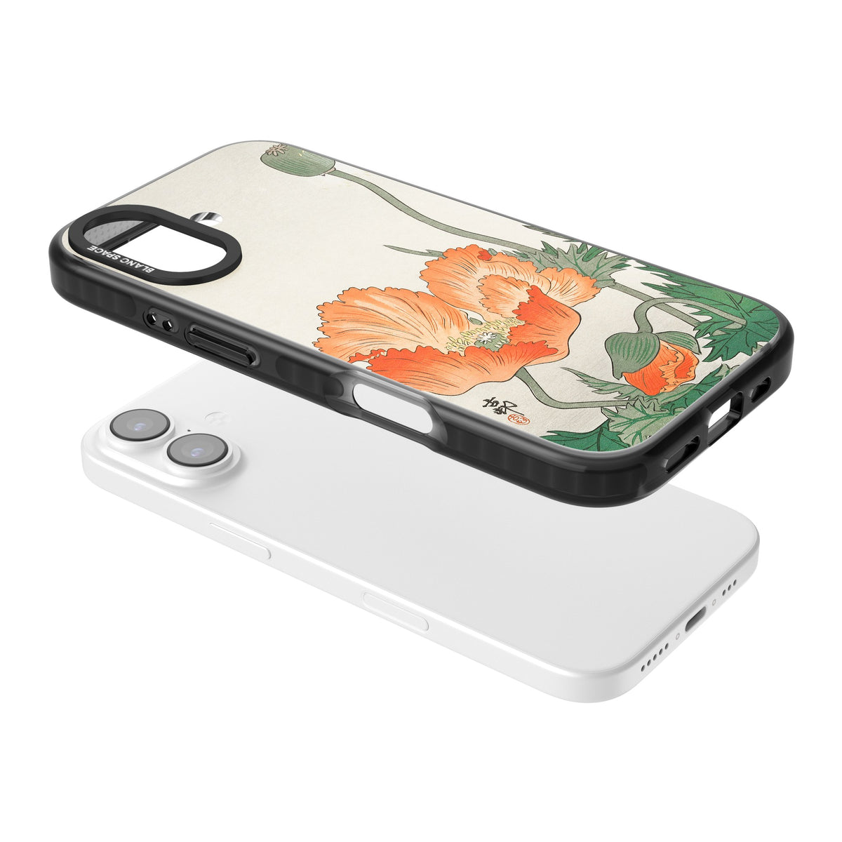 Birds And Plants By Ohara Koson iPhone 16 / iPhone 16 Plus / iPhone 17 Impact Black Phone Case angled