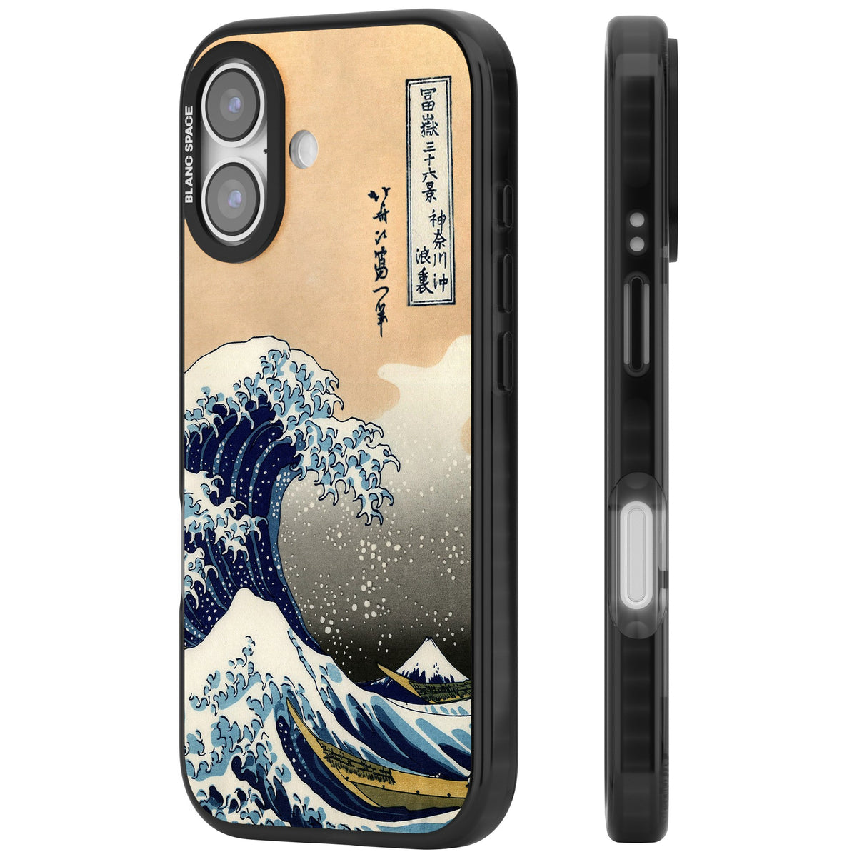 Great Wave iPhone 16 / iPhone 16 Plus / iPhone 17 Impact Black Phone Case side
