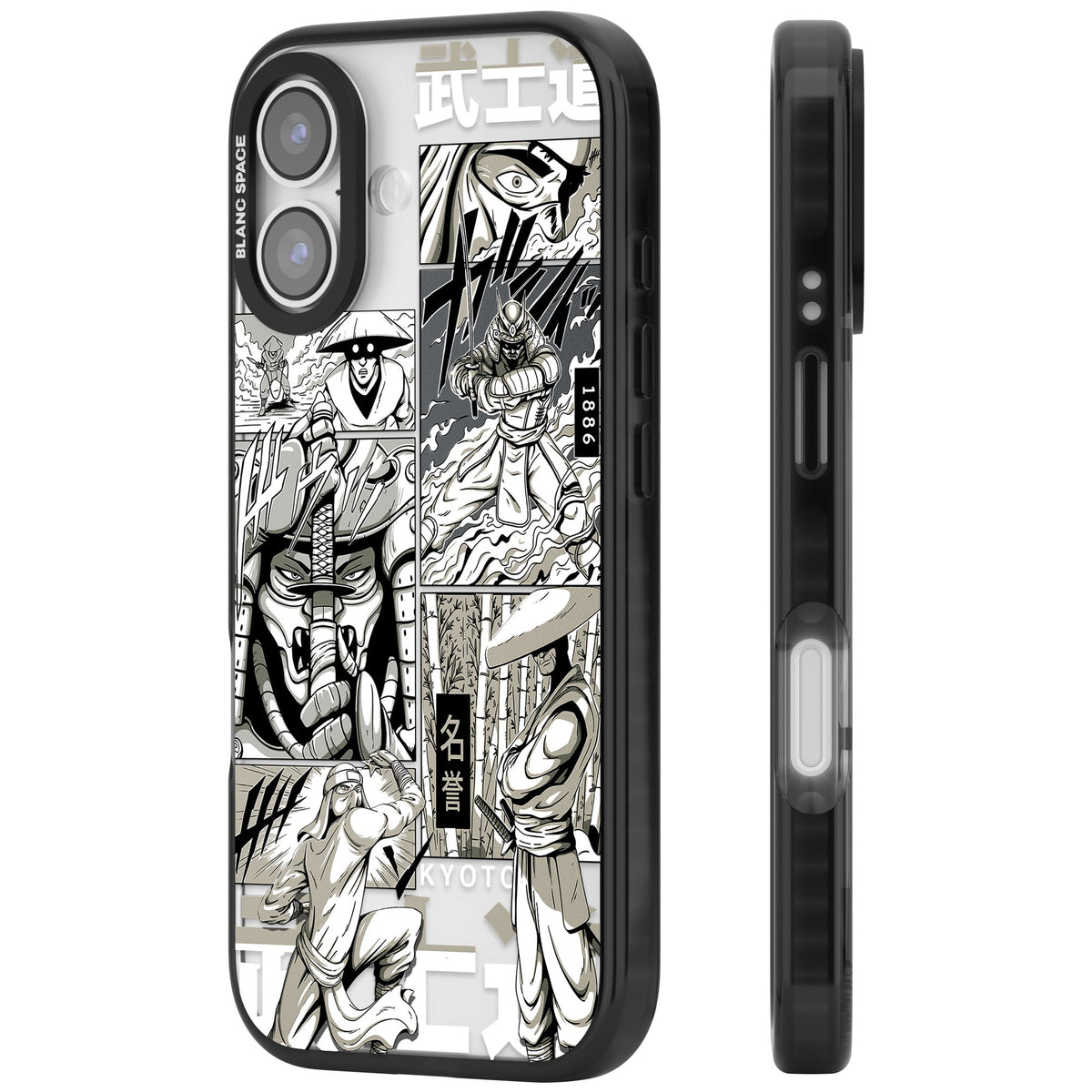 Kyoto Noir iPhone 16 / iPhone 16 Plus / iPhone 17 Impact Black Phone Case side
