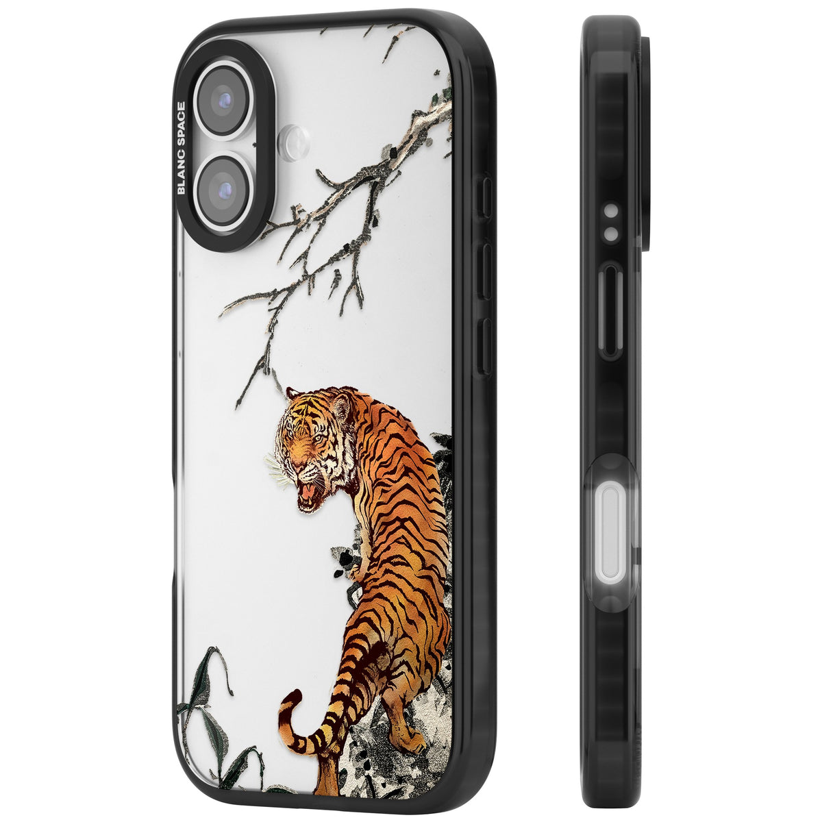 Roaring Tiger iPhone 16 / iPhone 16 Plus / iPhone 17 Impact Black Phone Case side