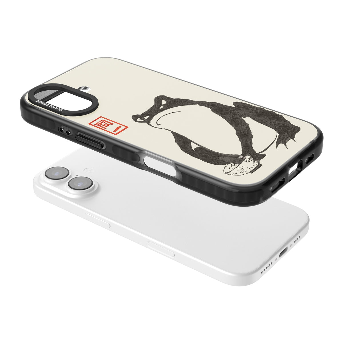 Matsumoto Hoji Grumpy Toad iPhone 16 / iPhone 16 Plus / iPhone 17 Impact Black Phone Case angled